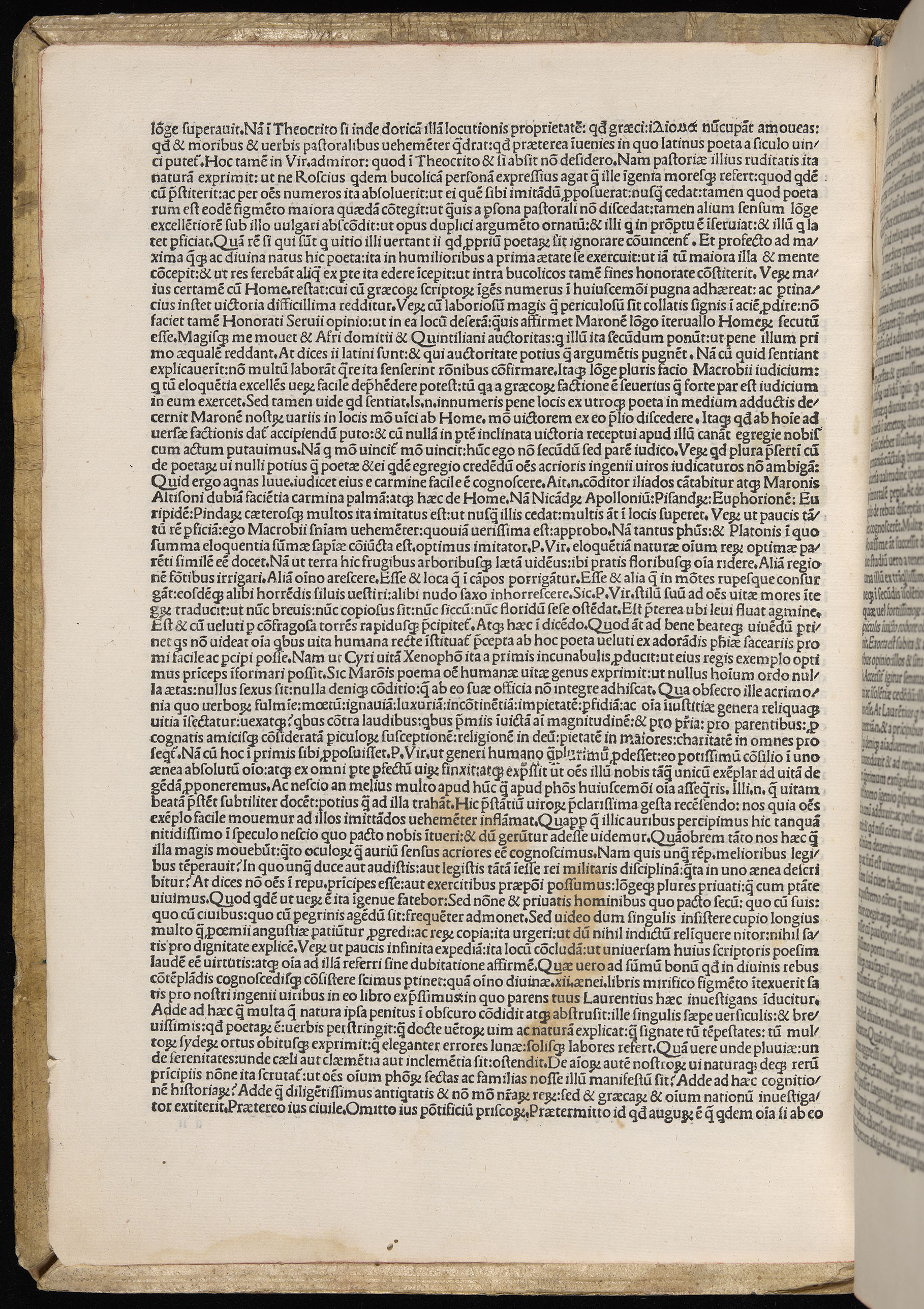 Vergilius cum c?mentariis quinque videlicet: Seruii, Landini, Ant. Mancinelli, Donati, Domitii. (M. Vegius' Book XIII addition to the Aen. Also Priapeia and Catalecta.) / Colophon: Impressu Venetiis per Bartolome? de Zanis de Portesio. . . . M.cccc.xciii. Stamped vellum with clasps. Very rare. Fol. - Image 12