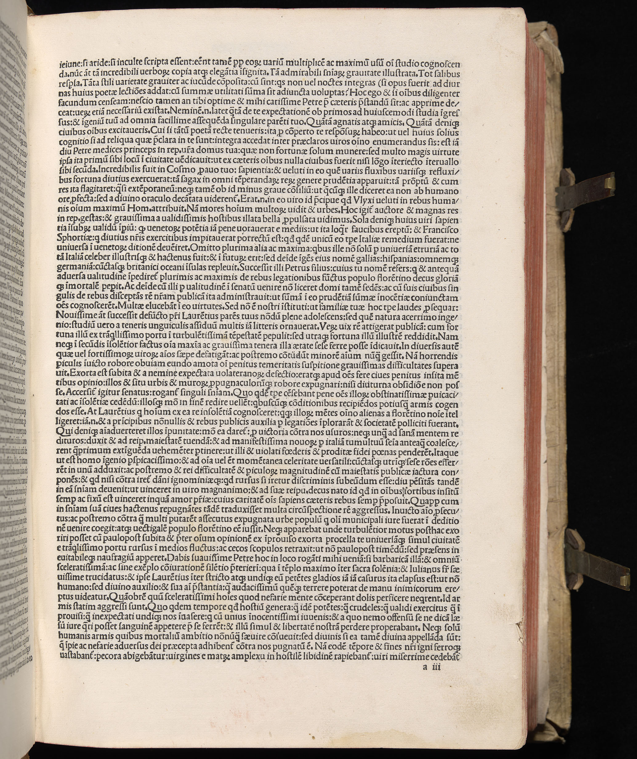 Vergilius cum c?mentariis quinque videlicet: Seruii, Landini, Ant. Mancinelli, Donati, Domitii. (M. Vegius' Book XIII addition to the Aen. Also Priapeia and Catalecta.) / Colophon: Impressu Venetiis per Bartolome? de Zanis de Portesio. . . . M.cccc.xciii. Stamped vellum with clasps. Very rare. Fol. - Image 13