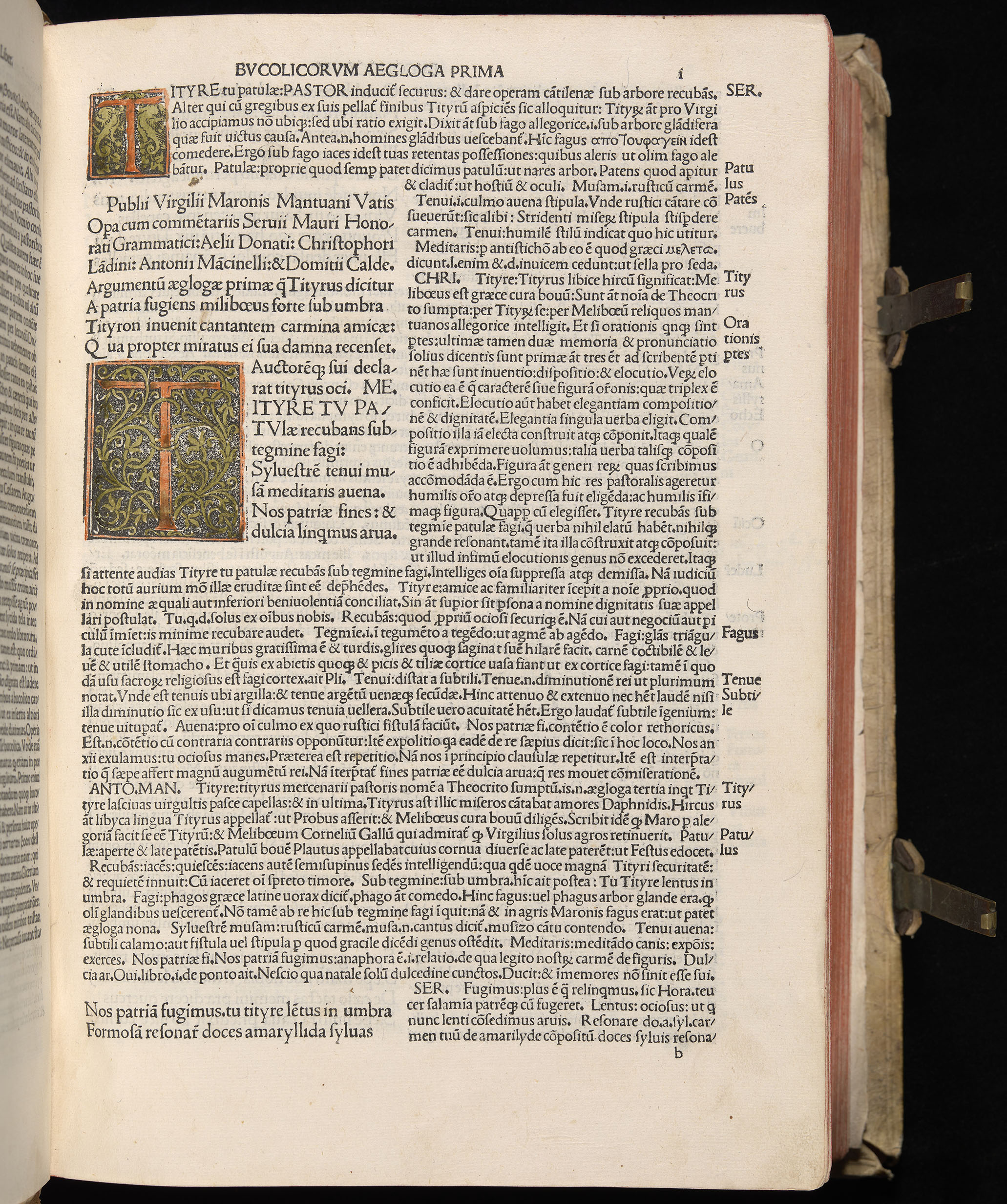 Vergilius cum c?mentariis quinque videlicet: Seruii, Landini, Ant. Mancinelli, Donati, Domitii. (M. Vegius' Book XIII addition to the Aen. Also Priapeia and Catalecta.) / Colophon: Impressu Venetiis per Bartolome? de Zanis de Portesio. . . . M.cccc.xciii. Stamped vellum with clasps. Very rare. Fol. - Image 21