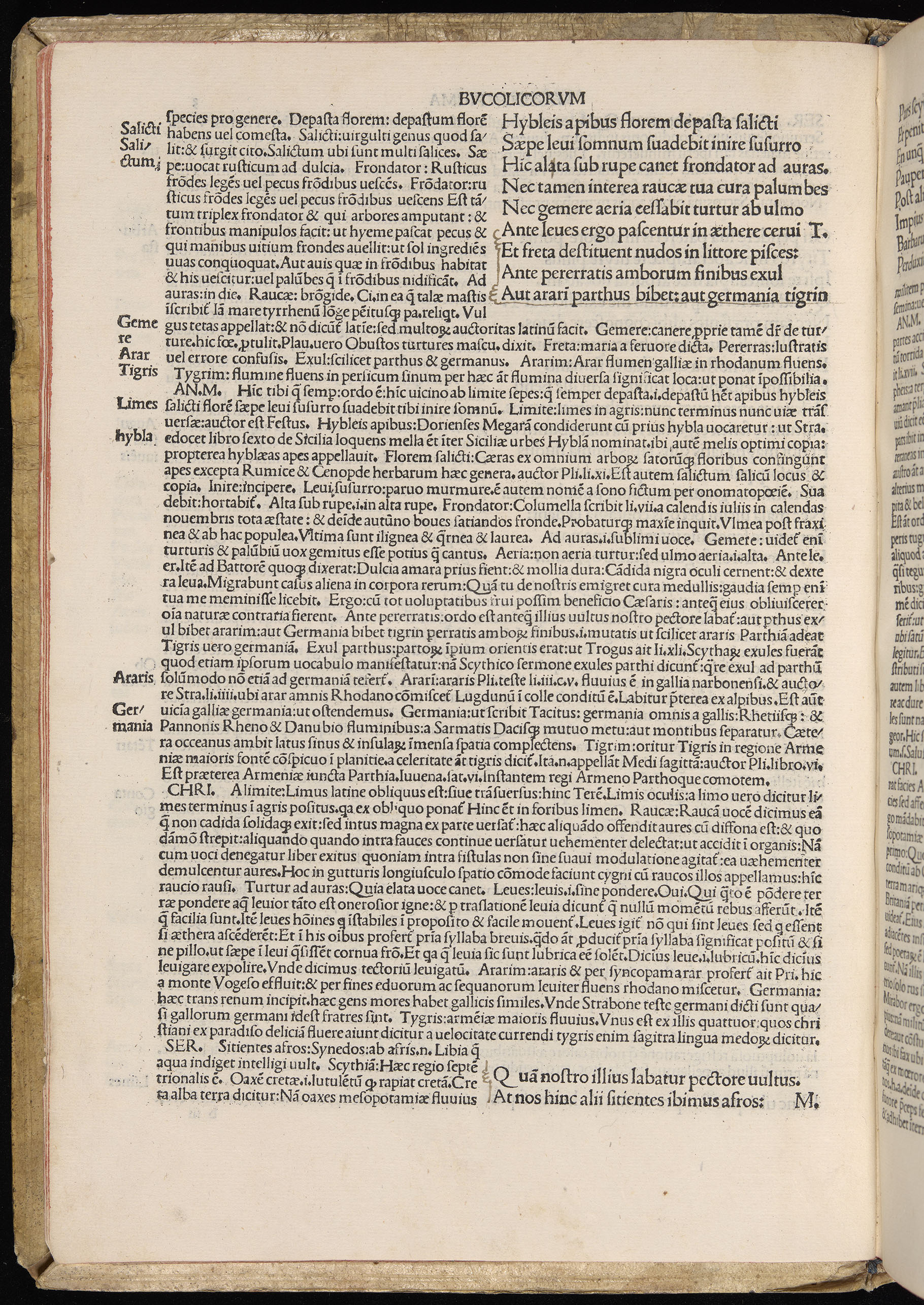 Vergilius cum c?mentariis quinque videlicet: Seruii, Landini, Ant. Mancinelli, Donati, Domitii. (M. Vegius' Book XIII addition to the Aen. Also Priapeia and Catalecta.) / Colophon: Impressu Venetiis per Bartolome? de Zanis de Portesio. . . . M.cccc.xciii. Stamped vellum with clasps. Very rare. Fol. - Image 26