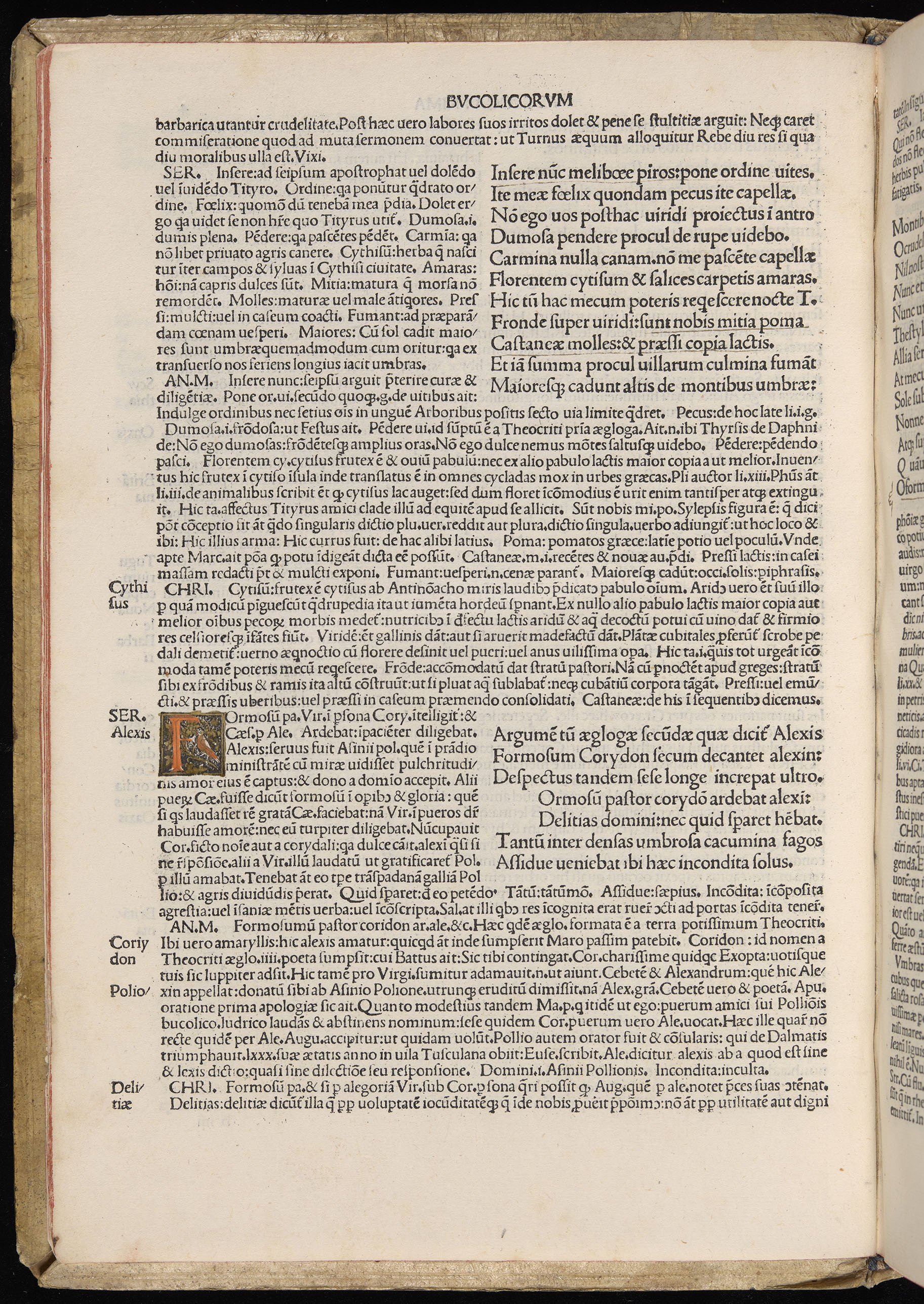 Vergilius cum c?mentariis quinque videlicet: Seruii, Landini, Ant. Mancinelli, Donati, Domitii. (M. Vegius' Book XIII addition to the Aen. Also Priapeia and Catalecta.) / Colophon: Impressu Venetiis per Bartolome? de Zanis de Portesio. . . . M.cccc.xciii. Stamped vellum with clasps. Very rare. Fol. - Image 28