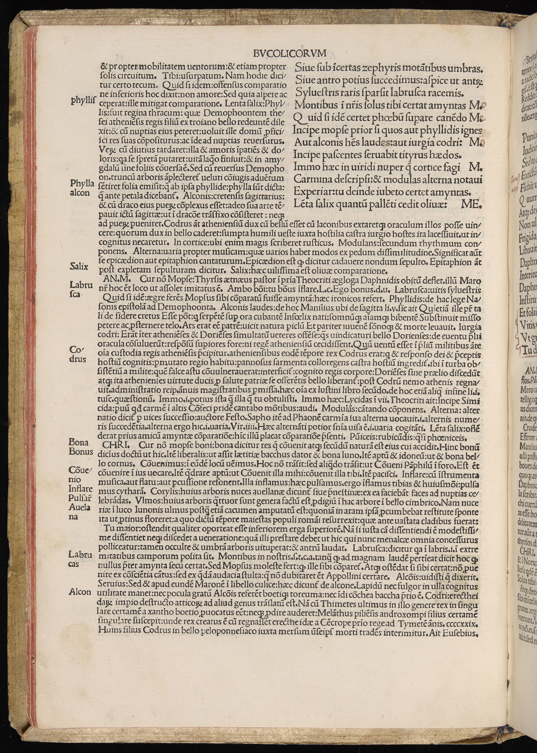 Vergilius cum c?mentariis quinque videlicet: Seruii, Landini, Ant. Mancinelli, Donati, Domitii. (M. Vegius' Book XIII addition to the Aen. Also Priapeia and Catalecta.) / Colophon: Impressu Venetiis per Bartolome? de Zanis de Portesio. . . . M.cccc.xciii. Stamped vellum with clasps. Very rare. Fol. - Image 50