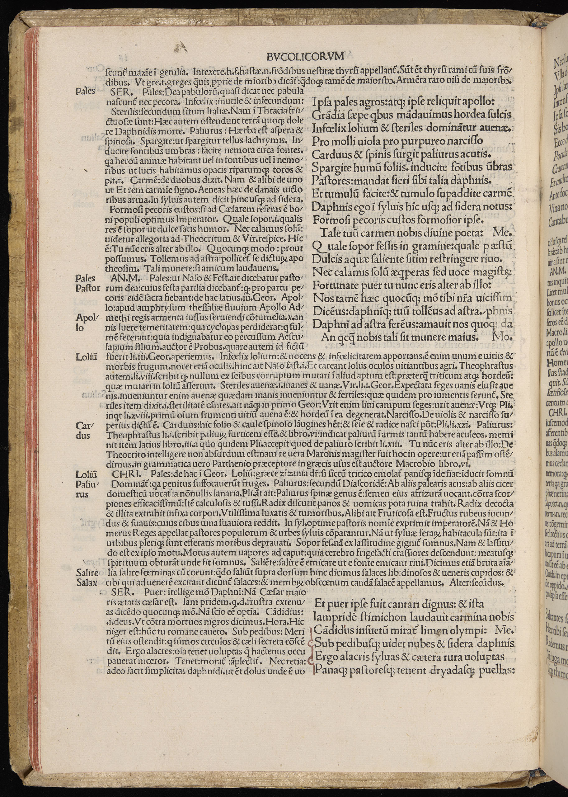 Vergilius cum c?mentariis quinque videlicet: Seruii, Landini, Ant. Mancinelli, Donati, Domitii. (M. Vegius' Book XIII addition to the Aen. Also Priapeia and Catalecta.) / Colophon: Impressu Venetiis per Bartolome? de Zanis de Portesio. . . . M.cccc.xciii. Stamped vellum with clasps. Very rare. Fol. - Image 52