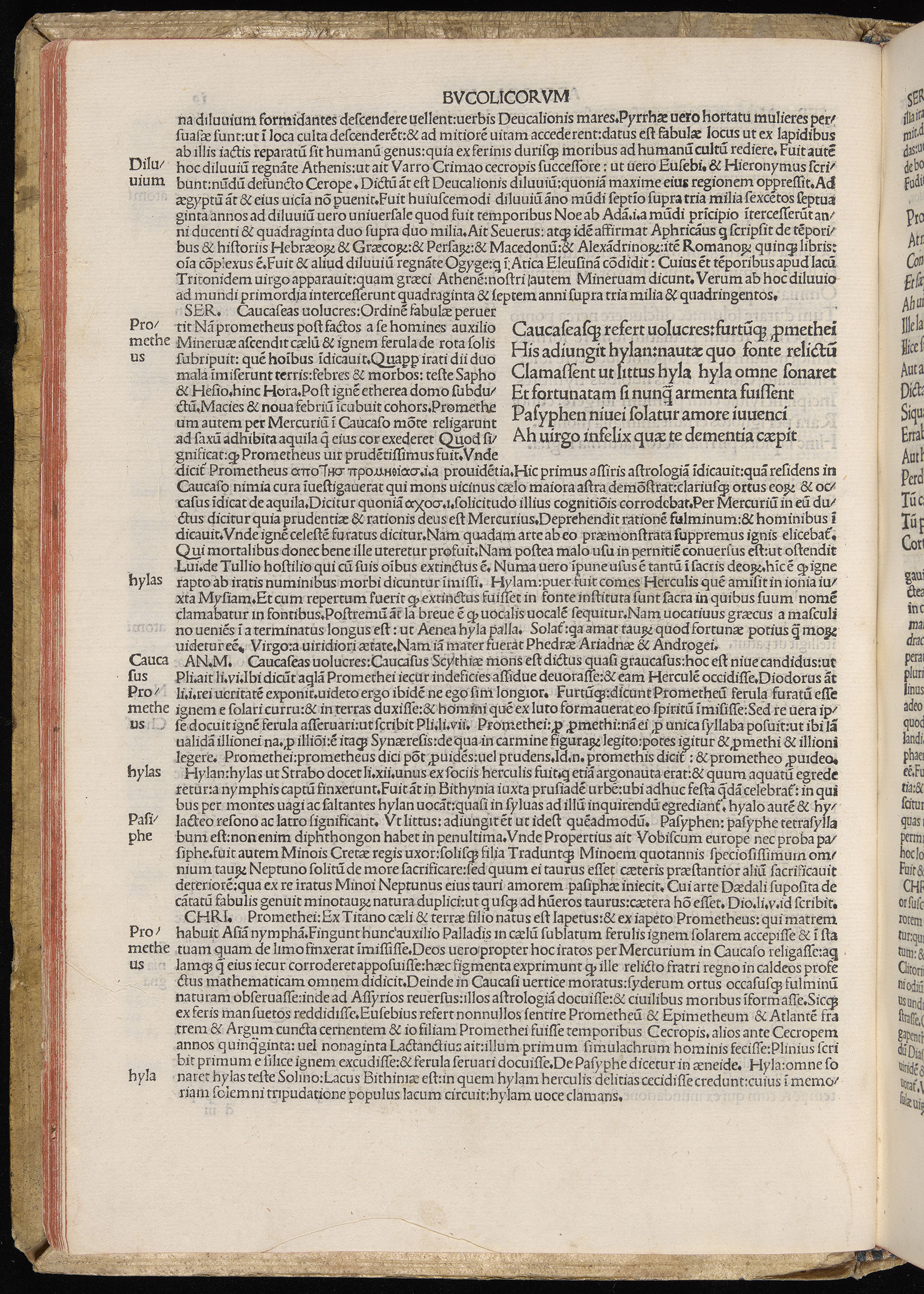 Vergilius cum c?mentariis quinque videlicet: Seruii, Landini, Ant. Mancinelli, Donati, Domitii. (M. Vegius' Book XIII addition to the Aen. Also Priapeia and Catalecta.) / Colophon: Impressu Venetiis per Bartolome? de Zanis de Portesio. . . . M.cccc.xciii. Stamped vellum with clasps. Very rare. Fol. - Image 58