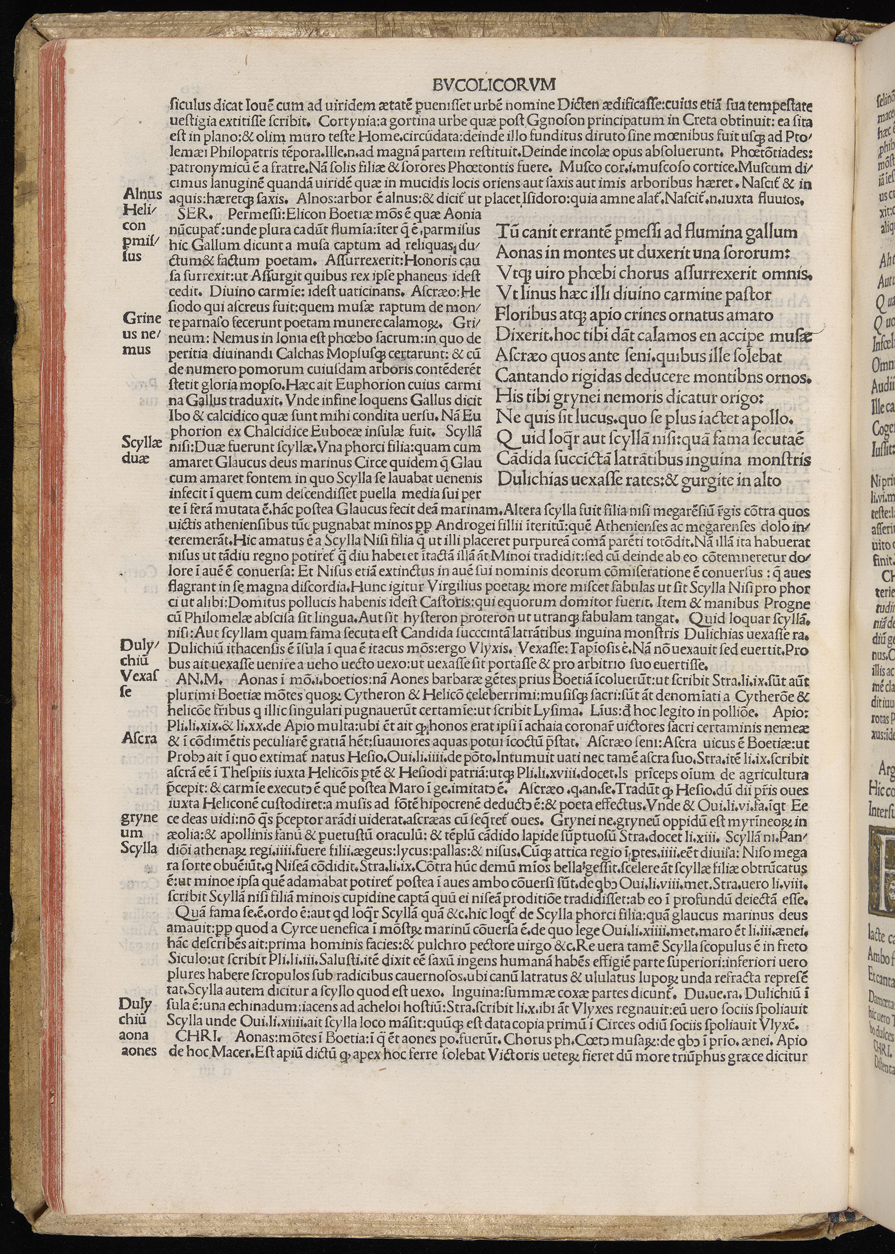 Vergilius cum c?mentariis quinque videlicet: Seruii, Landini, Ant. Mancinelli, Donati, Domitii. (M. Vegius' Book XIII addition to the Aen. Also Priapeia and Catalecta.) / Colophon: Impressu Venetiis per Bartolome? de Zanis de Portesio. . . . M.cccc.xciii. Stamped vellum with clasps. Very rare. Fol. - Image 60