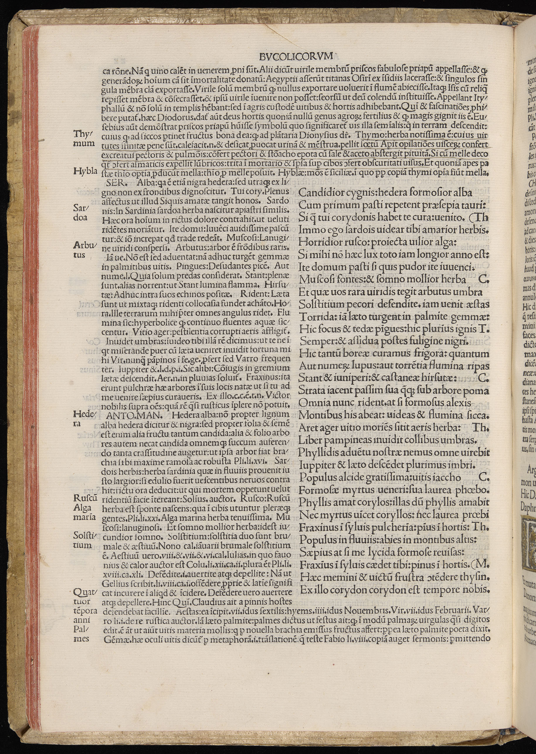 Vergilius cum c?mentariis quinque videlicet: Seruii, Landini, Ant. Mancinelli, Donati, Domitii. (M. Vegius' Book XIII addition to the Aen. Also Priapeia and Catalecta.) / Colophon: Impressu Venetiis per Bartolome? de Zanis de Portesio. . . . M.cccc.xciii. Stamped vellum with clasps. Very rare. Fol. - Image 64
