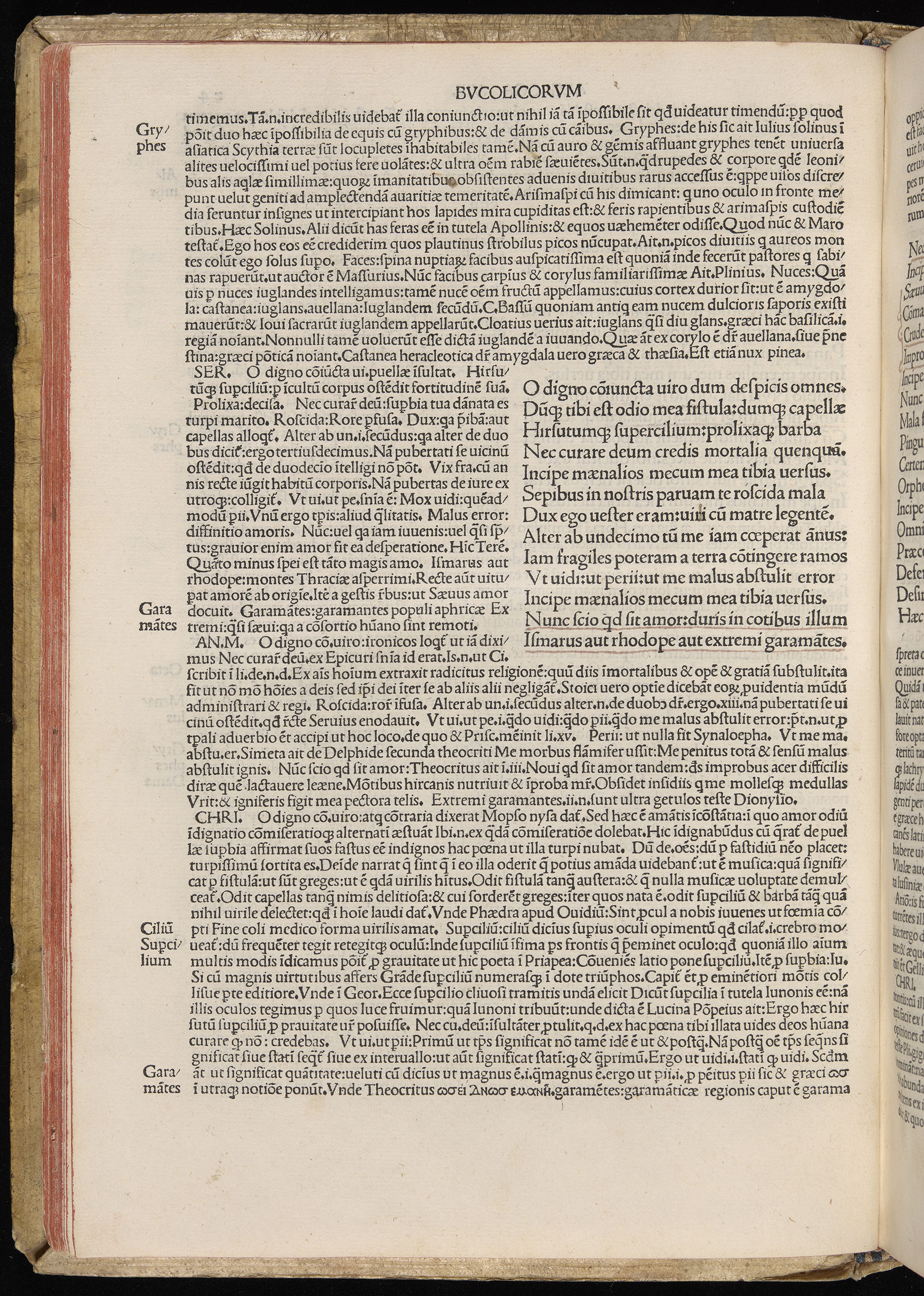 Vergilius cum c?mentariis quinque videlicet: Seruii, Landini, Ant. Mancinelli, Donati, Domitii. (M. Vegius' Book XIII addition to the Aen. Also Priapeia and Catalecta.) / Colophon: Impressu Venetiis per Bartolome? de Zanis de Portesio. . . . M.cccc.xciii. Stamped vellum with clasps. Very rare. Fol. - Image 68
