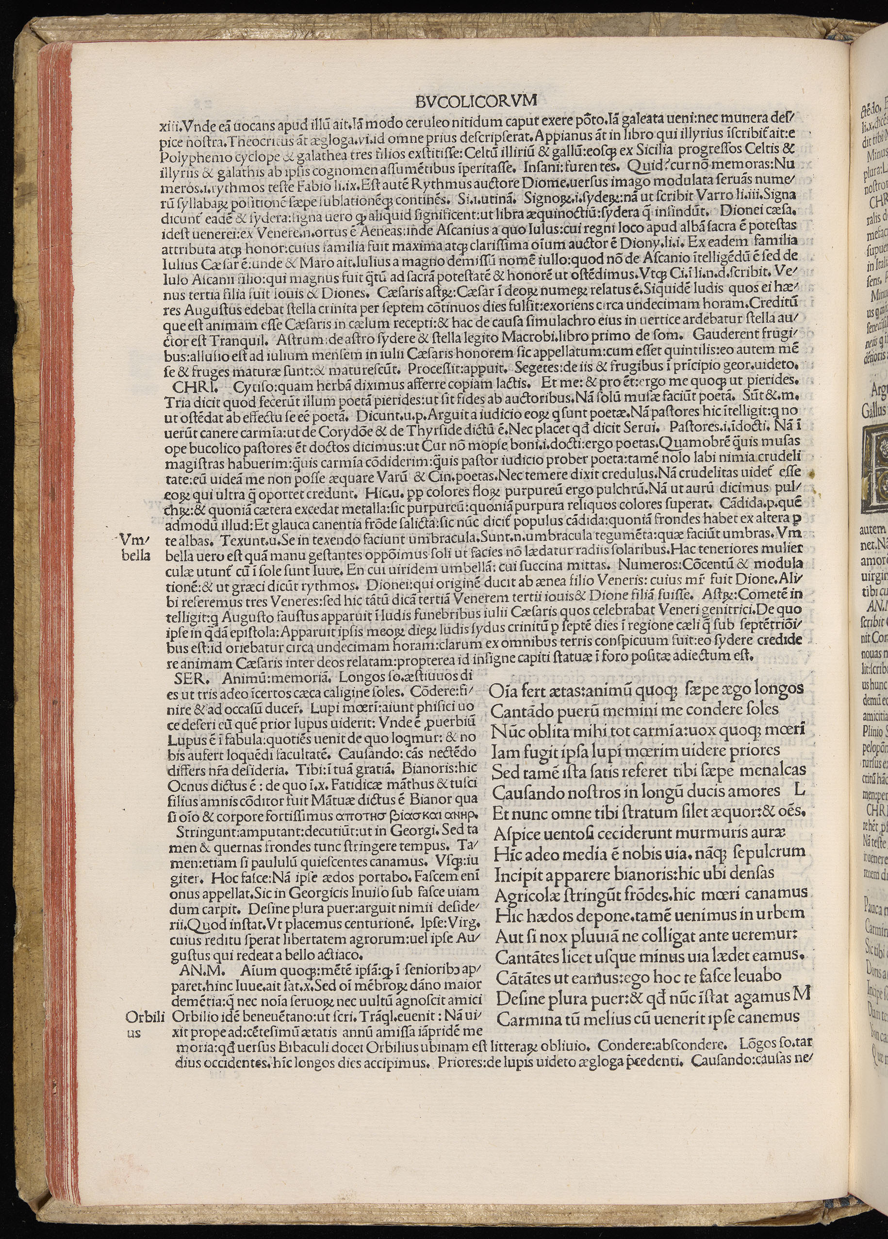 Vergilius cum c?mentariis quinque videlicet: Seruii, Landini, Ant. Mancinelli, Donati, Domitii. (M. Vegius' Book XIII addition to the Aen. Also Priapeia and Catalecta.) / Colophon: Impressu Venetiis per Bartolome? de Zanis de Portesio. . . . M.cccc.xciii. Stamped vellum with clasps. Very rare. Fol. - Image 76