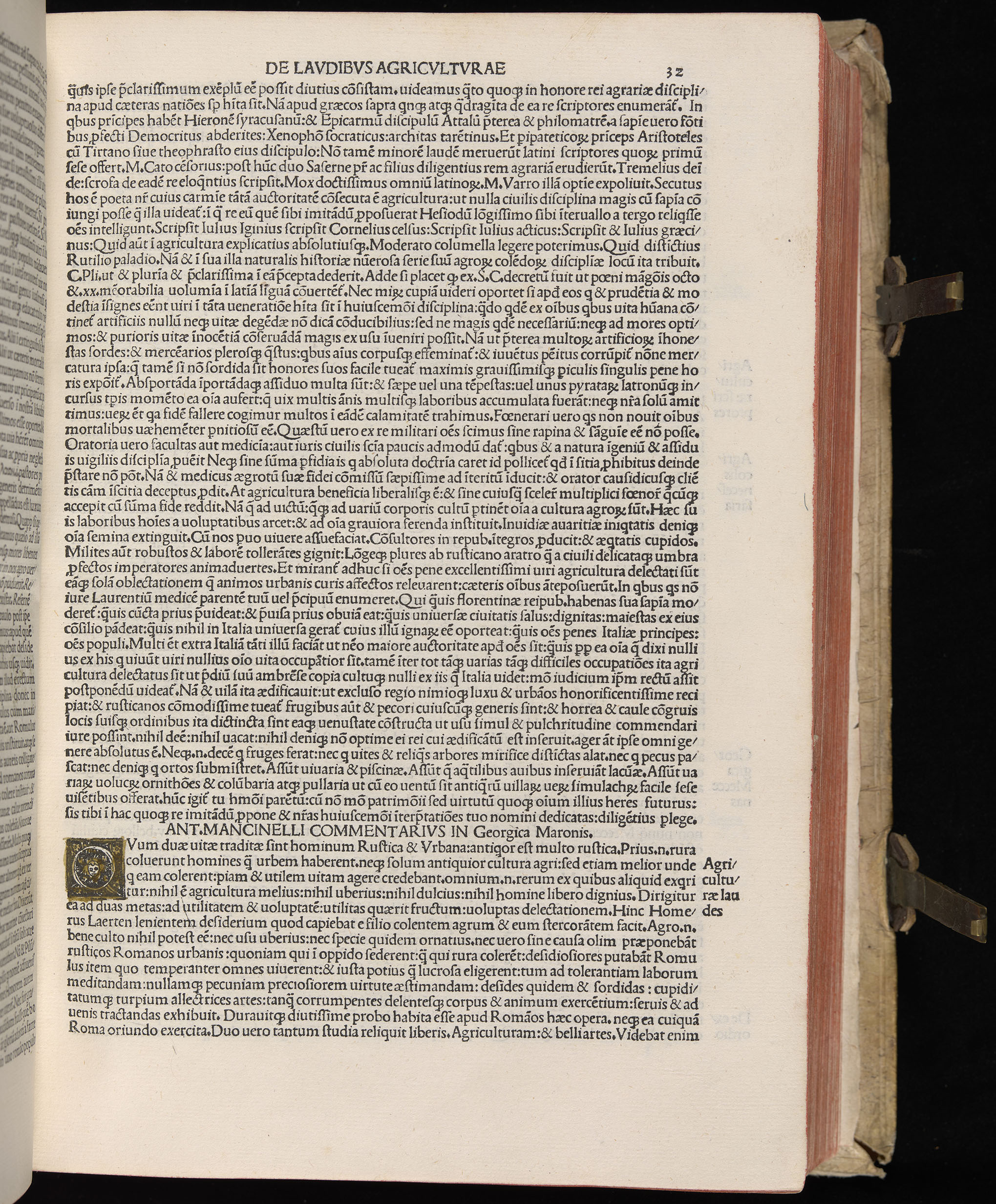 Vergilius cum c?mentariis quinque videlicet: Seruii, Landini, Ant. Mancinelli, Donati, Domitii. (M. Vegius' Book XIII addition to the Aen. Also Priapeia and Catalecta.) / Colophon: Impressu Venetiis per Bartolome? de Zanis de Portesio. . . . M.cccc.xciii. Stamped vellum with clasps. Very rare. Fol. - Image 83