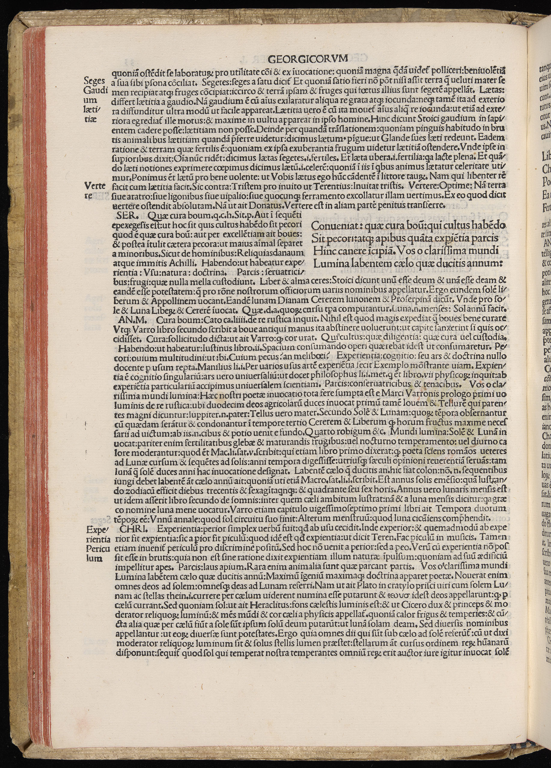 Vergilius cum c?mentariis quinque videlicet: Seruii, Landini, Ant. Mancinelli, Donati, Domitii. (M. Vegius' Book XIII addition to the Aen. Also Priapeia and Catalecta.) / Colophon: Impressu Venetiis per Bartolome? de Zanis de Portesio. . . . M.cccc.xciii. Stamped vellum with clasps. Very rare. Fol. - Image 86