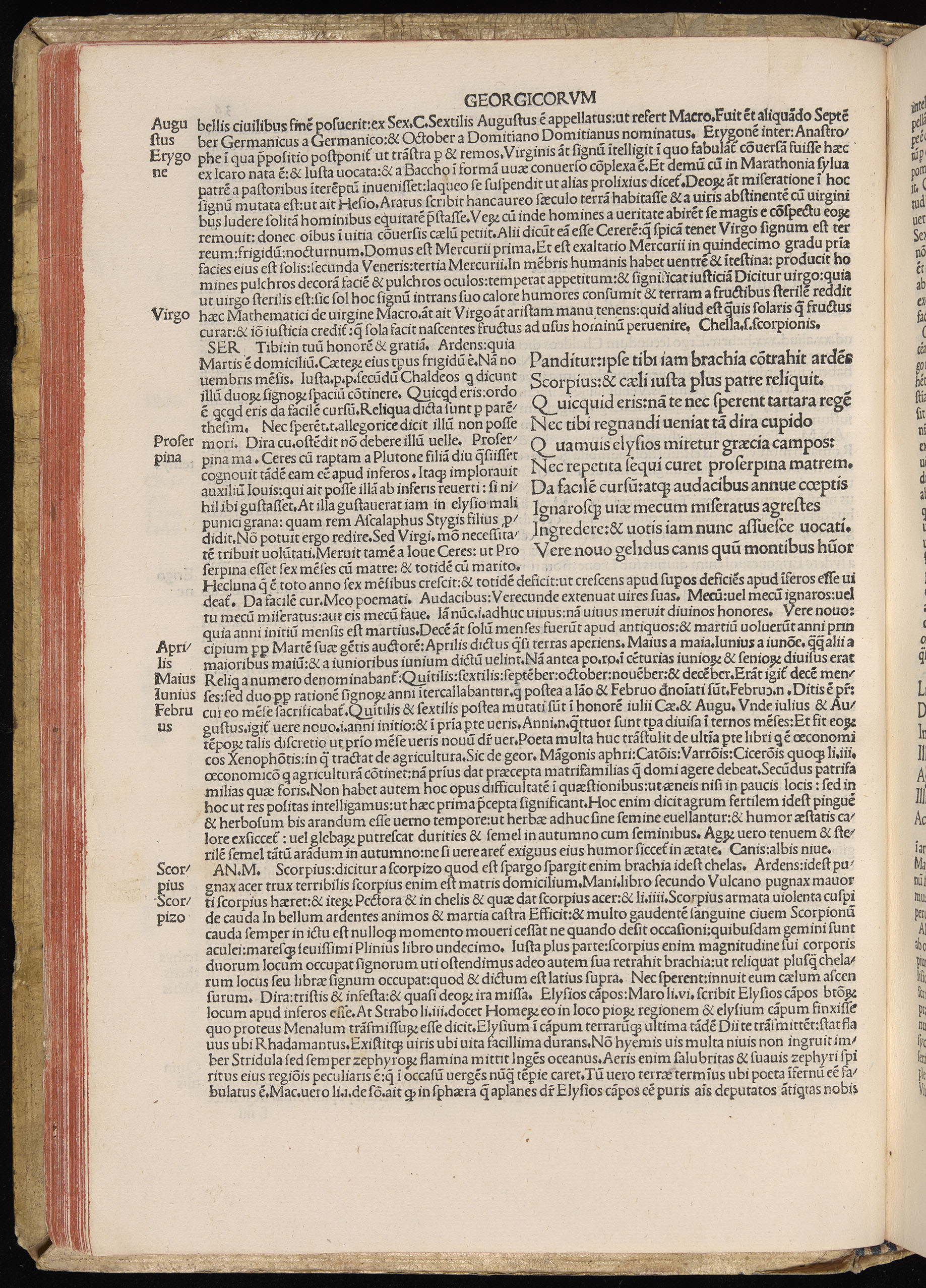 Vergilius cum c?mentariis quinque videlicet: Seruii, Landini, Ant. Mancinelli, Donati, Domitii. (M. Vegius' Book XIII addition to the Aen. Also Priapeia and Catalecta.) / Colophon: Impressu Venetiis per Bartolome? de Zanis de Portesio. . . . M.cccc.xciii. Stamped vellum with clasps. Very rare. Fol. - Image 92
