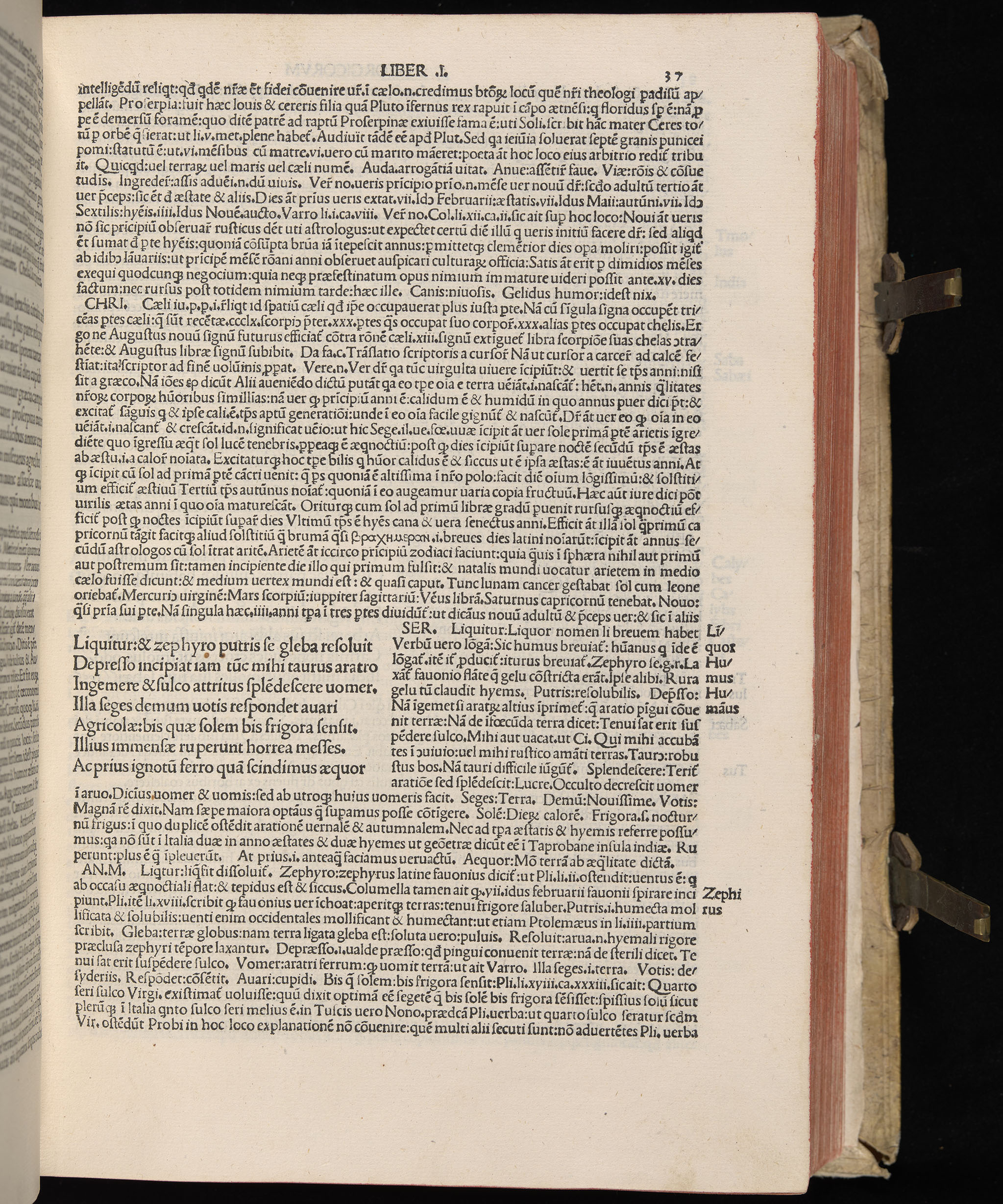 Vergilius cum c?mentariis quinque videlicet: Seruii, Landini, Ant. Mancinelli, Donati, Domitii. (M. Vegius' Book XIII addition to the Aen. Also Priapeia and Catalecta.) / Colophon: Impressu Venetiis per Bartolome? de Zanis de Portesio. . . . M.cccc.xciii. Stamped vellum with clasps. Very rare. Fol. - Image 93