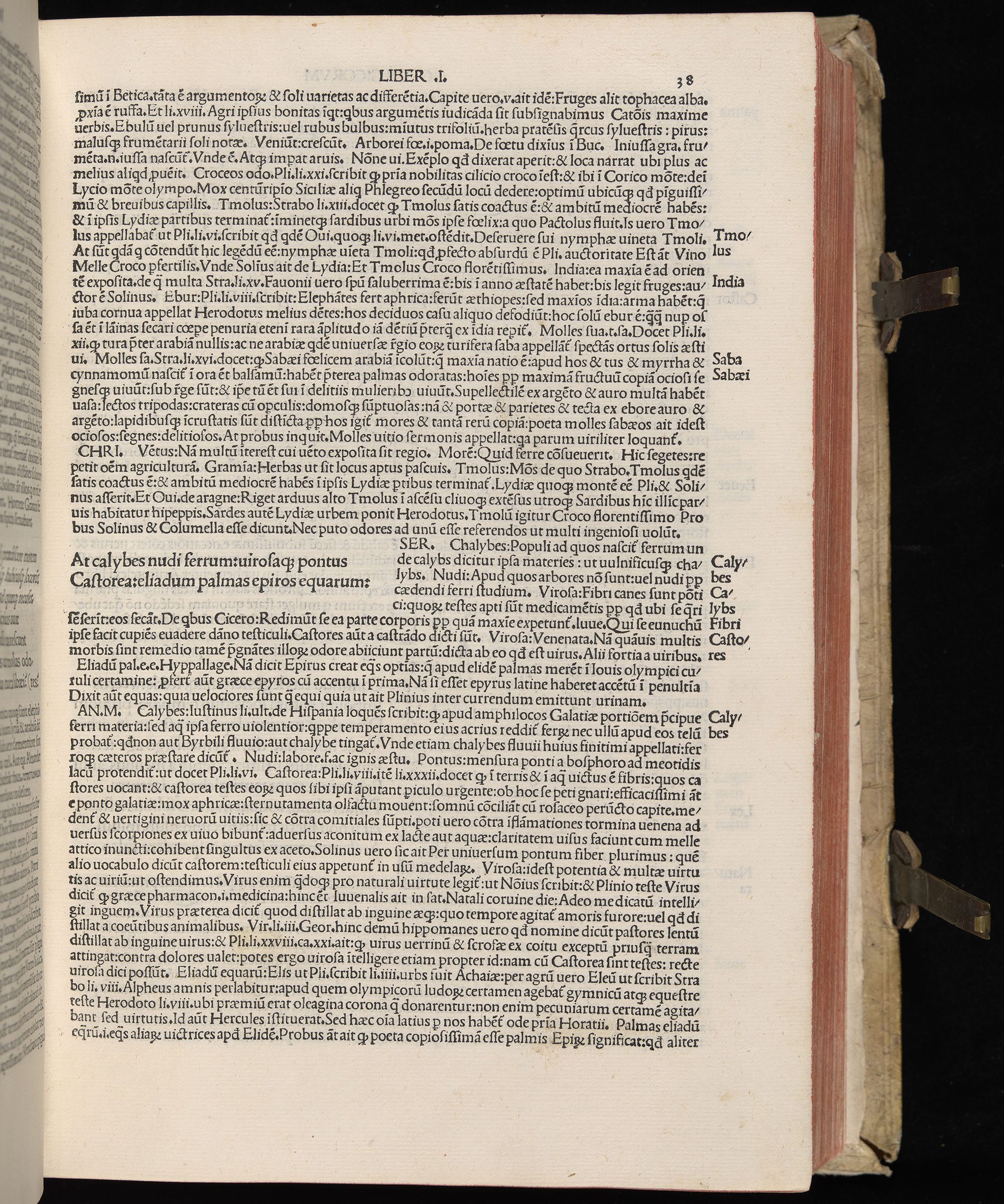 Vergilius cum c?mentariis quinque videlicet: Seruii, Landini, Ant. Mancinelli, Donati, Domitii. (M. Vegius' Book XIII addition to the Aen. Also Priapeia and Catalecta.) / Colophon: Impressu Venetiis per Bartolome? de Zanis de Portesio. . . . M.cccc.xciii. Stamped vellum with clasps. Very rare. Fol. - Image 95