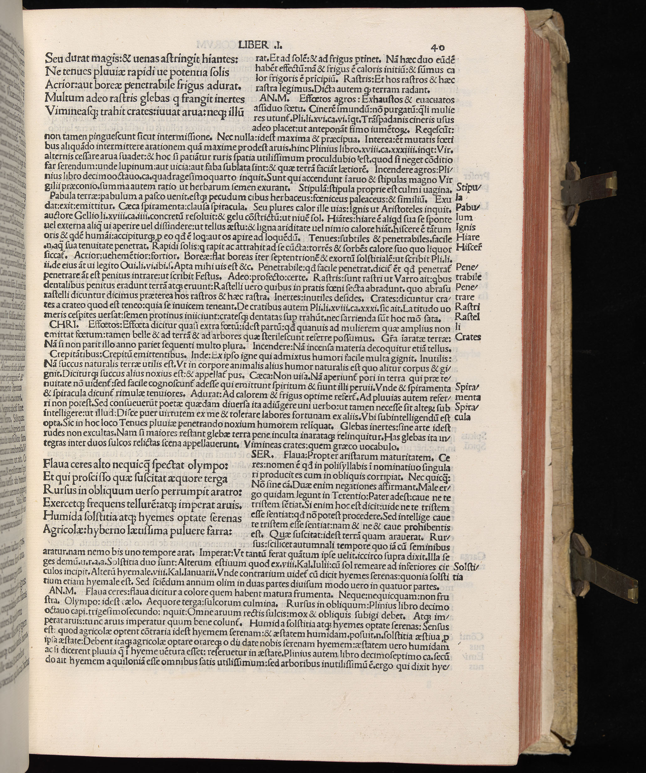 Vergilius cum c?mentariis quinque videlicet: Seruii, Landini, Ant. Mancinelli, Donati, Domitii. (M. Vegius' Book XIII addition to the Aen. Also Priapeia and Catalecta.) / Colophon: Impressu Venetiis per Bartolome? de Zanis de Portesio. . . . M.cccc.xciii. Stamped vellum with clasps. Very rare. Fol. - Image 99