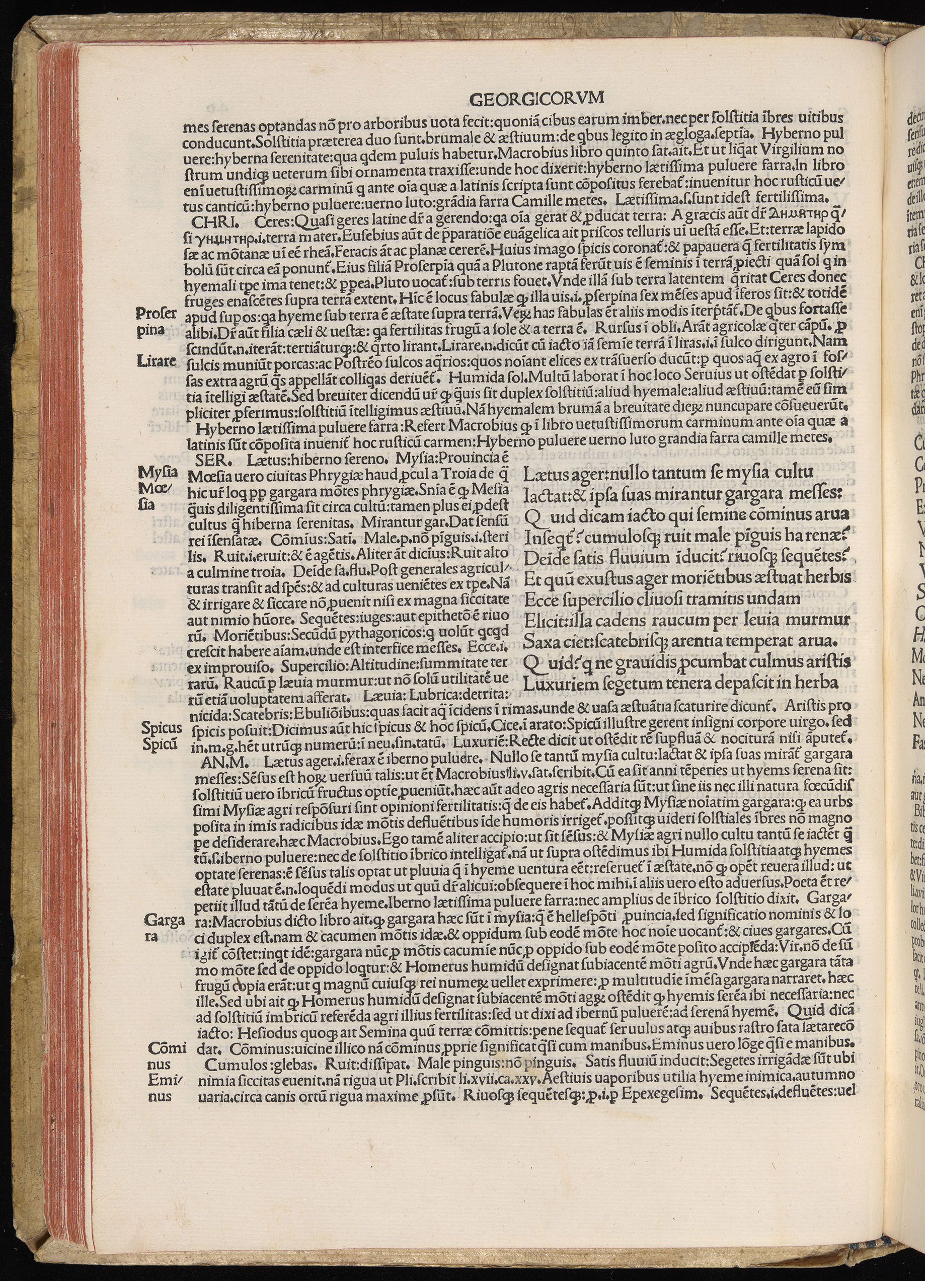 Vergilius cum c?mentariis quinque videlicet: Seruii, Landini, Ant. Mancinelli, Donati, Domitii. (M. Vegius' Book XIII addition to the Aen. Also Priapeia and Catalecta.) / Colophon: Impressu Venetiis per Bartolome? de Zanis de Portesio. . . . M.cccc.xciii. Stamped vellum with clasps. Very rare. Fol. - Image 100
