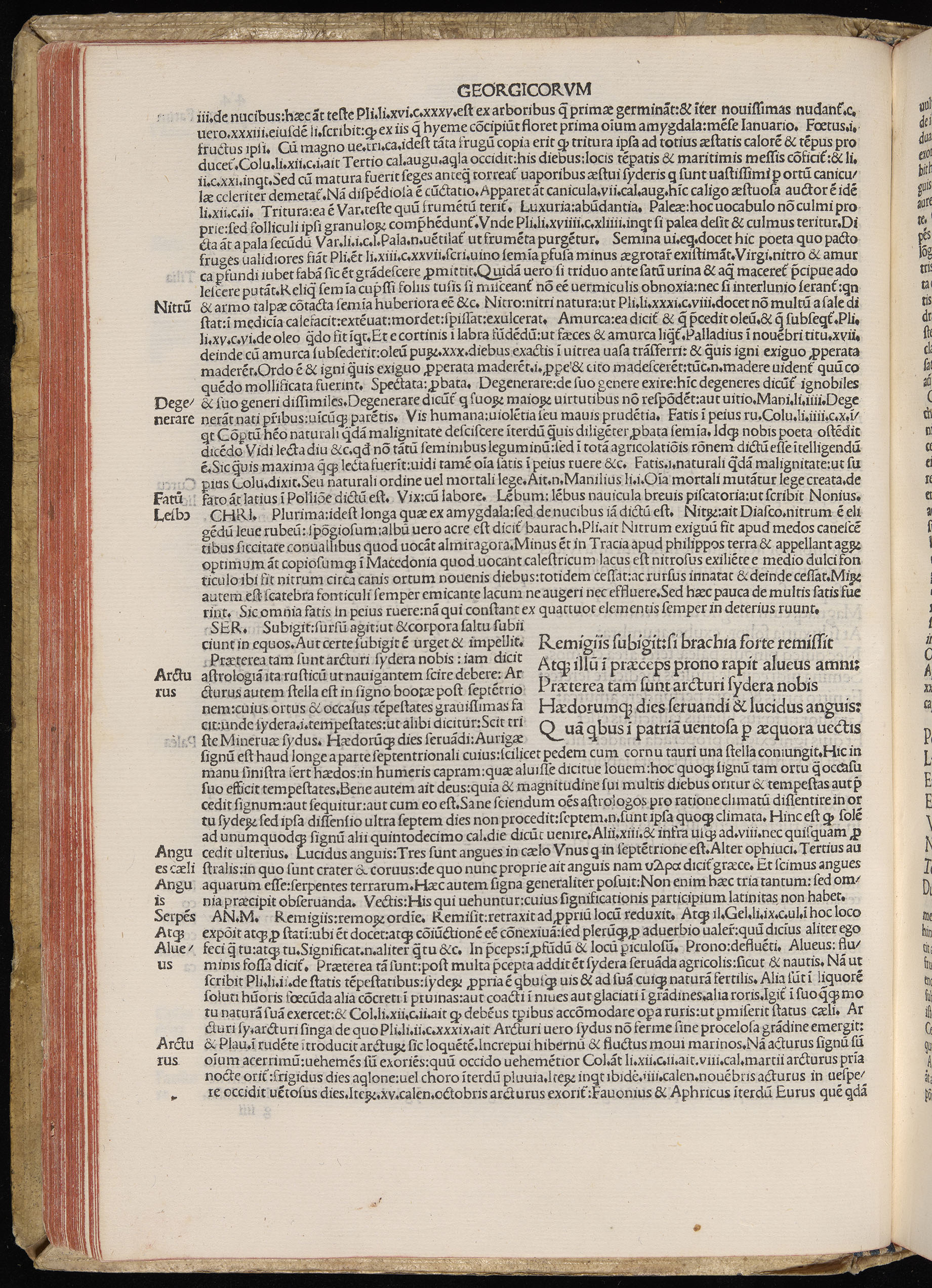 Vergilius cum c?mentariis quinque videlicet: Seruii, Landini, Ant. Mancinelli, Donati, Domitii. (M. Vegius' Book XIII addition to the Aen. Also Priapeia and Catalecta.) / Colophon: Impressu Venetiis per Bartolome? de Zanis de Portesio. . . . M.cccc.xciii. Stamped vellum with clasps. Very rare. Fol. - Image 108