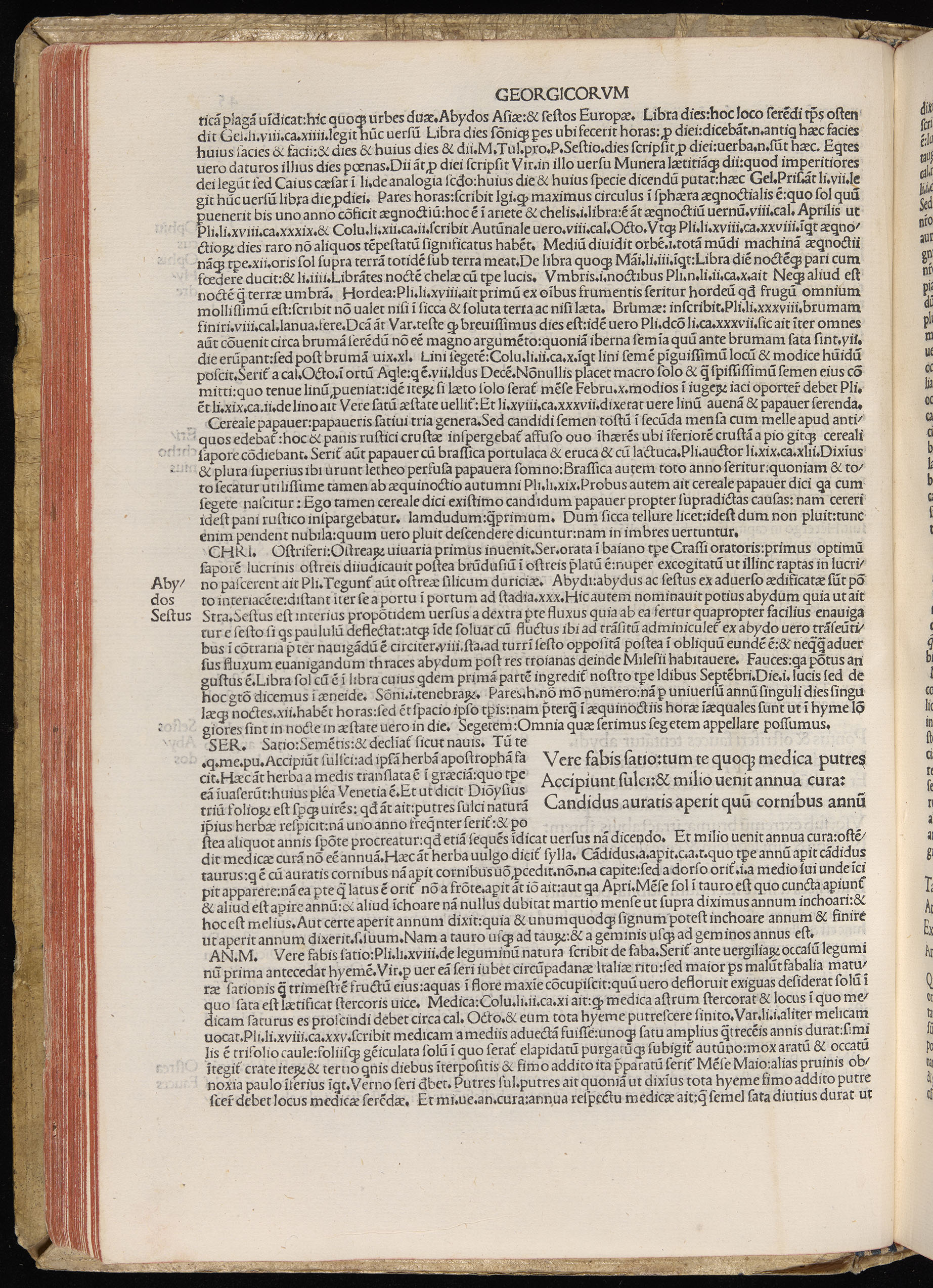 Vergilius cum c?mentariis quinque videlicet: Seruii, Landini, Ant. Mancinelli, Donati, Domitii. (M. Vegius' Book XIII addition to the Aen. Also Priapeia and Catalecta.) / Colophon: Impressu Venetiis per Bartolome? de Zanis de Portesio. . . . M.cccc.xciii. Stamped vellum with clasps. Very rare. Fol. - Image 110