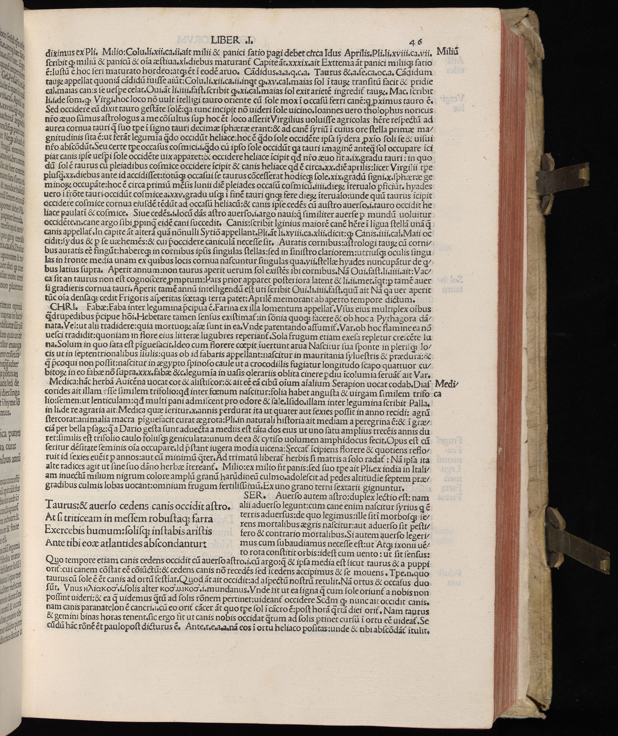 Vergilius cum c?mentariis quinque videlicet: Seruii, Landini, Ant. Mancinelli, Donati, Domitii. (M. Vegius' Book XIII addition to the Aen. Also Priapeia and Catalecta.) / Colophon: Impressu Venetiis per Bartolome? de Zanis de Portesio. . . . M.cccc.xciii. Stamped vellum with clasps. Very rare. Fol. - Image 111