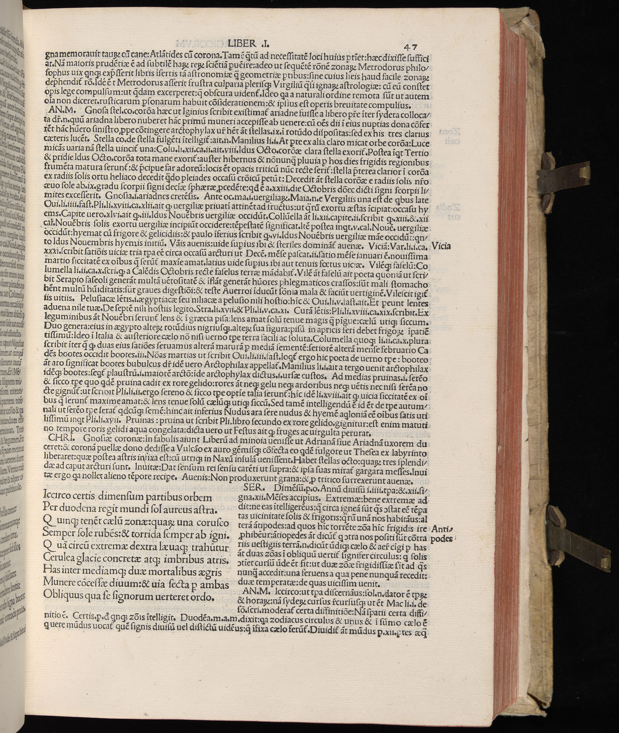 Vergilius cum c?mentariis quinque videlicet: Seruii, Landini, Ant. Mancinelli, Donati, Domitii. (M. Vegius' Book XIII addition to the Aen. Also Priapeia and Catalecta.) / Colophon: Impressu Venetiis per Bartolome? de Zanis de Portesio. . . . M.cccc.xciii. Stamped vellum with clasps. Very rare. Fol. - Image 113