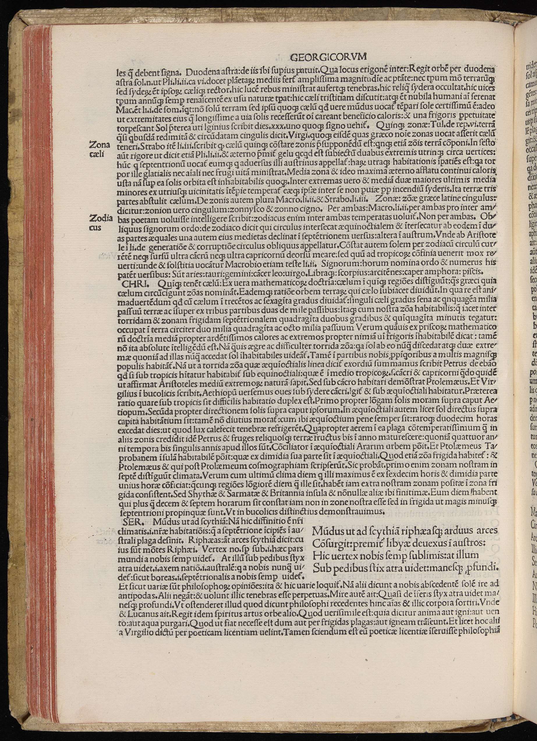 Vergilius cum c?mentariis quinque videlicet: Seruii, Landini, Ant. Mancinelli, Donati, Domitii. (M. Vegius' Book XIII addition to the Aen. Also Priapeia and Catalecta.) / Colophon: Impressu Venetiis per Bartolome? de Zanis de Portesio. . . . M.cccc.xciii. Stamped vellum with clasps. Very rare. Fol. - Image 114