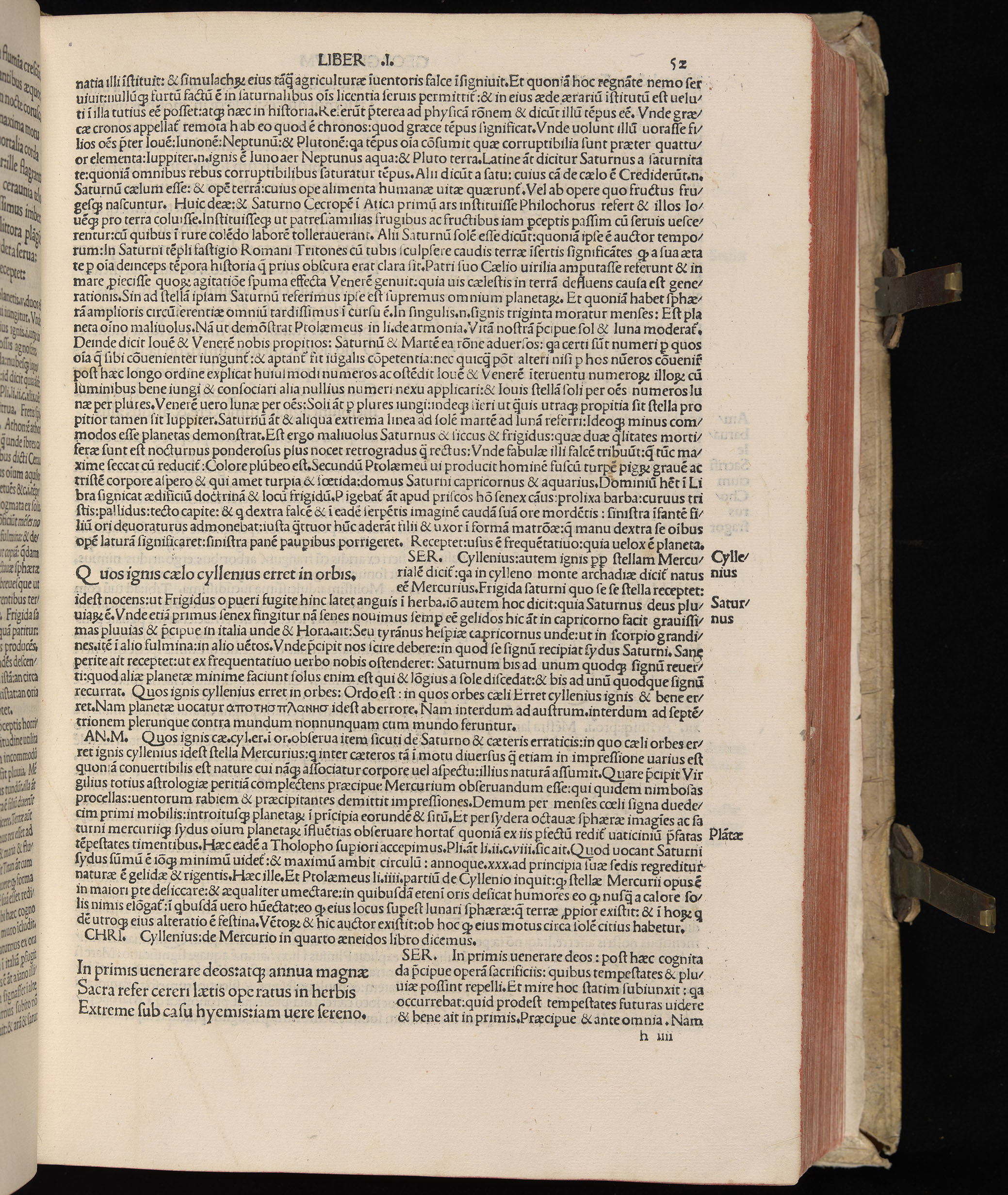 Vergilius cum c?mentariis quinque videlicet: Seruii, Landini, Ant. Mancinelli, Donati, Domitii. (M. Vegius' Book XIII addition to the Aen. Also Priapeia and Catalecta.) / Colophon: Impressu Venetiis per Bartolome? de Zanis de Portesio. . . . M.cccc.xciii. Stamped vellum with clasps. Very rare. Fol. - Image 123