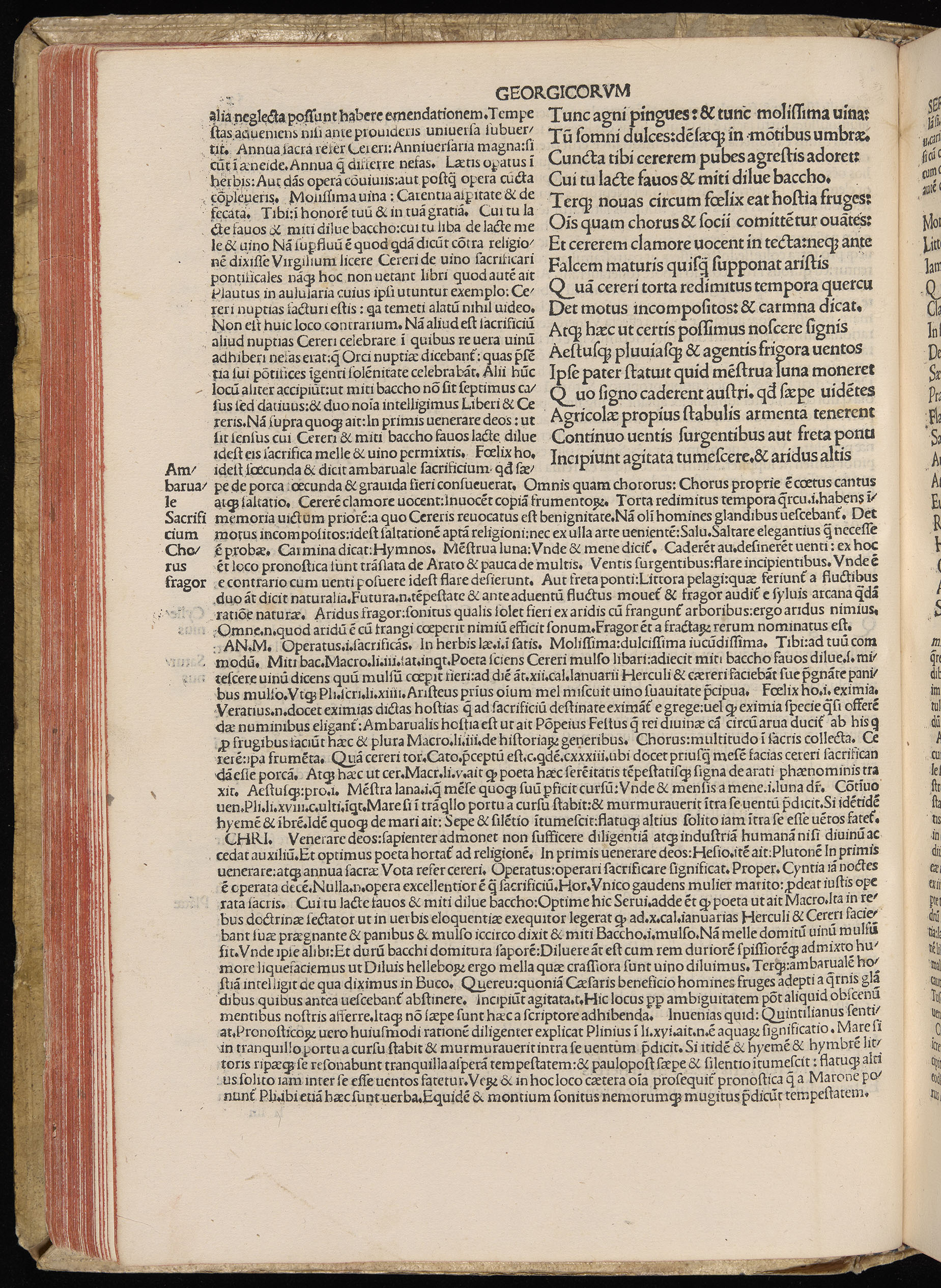 Vergilius cum c?mentariis quinque videlicet: Seruii, Landini, Ant. Mancinelli, Donati, Domitii. (M. Vegius' Book XIII addition to the Aen. Also Priapeia and Catalecta.) / Colophon: Impressu Venetiis per Bartolome? de Zanis de Portesio. . . . M.cccc.xciii. Stamped vellum with clasps. Very rare. Fol. - Image 124