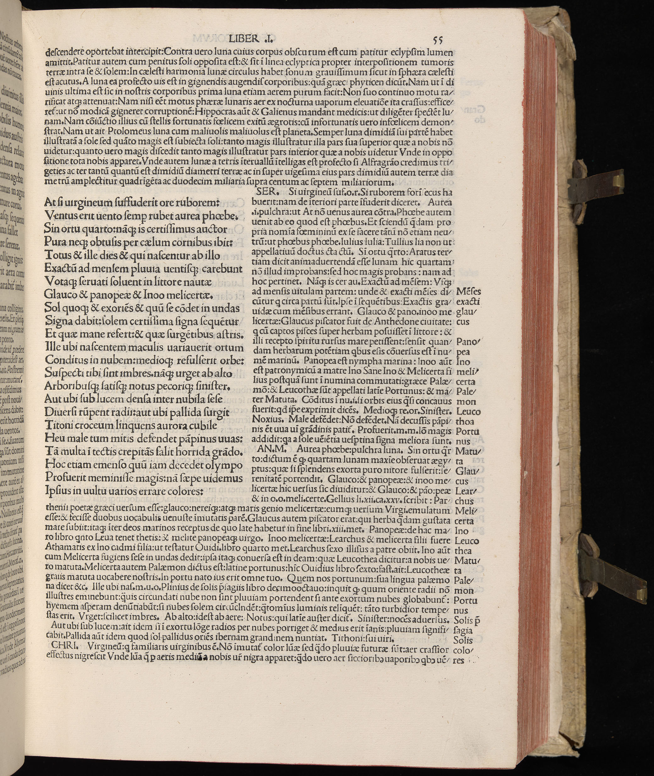 Vergilius cum c?mentariis quinque videlicet: Seruii, Landini, Ant. Mancinelli, Donati, Domitii. (M. Vegius' Book XIII addition to the Aen. Also Priapeia and Catalecta.) / Colophon: Impressu Venetiis per Bartolome? de Zanis de Portesio. . . . M.cccc.xciii. Stamped vellum with clasps. Very rare. Fol. - Image 129