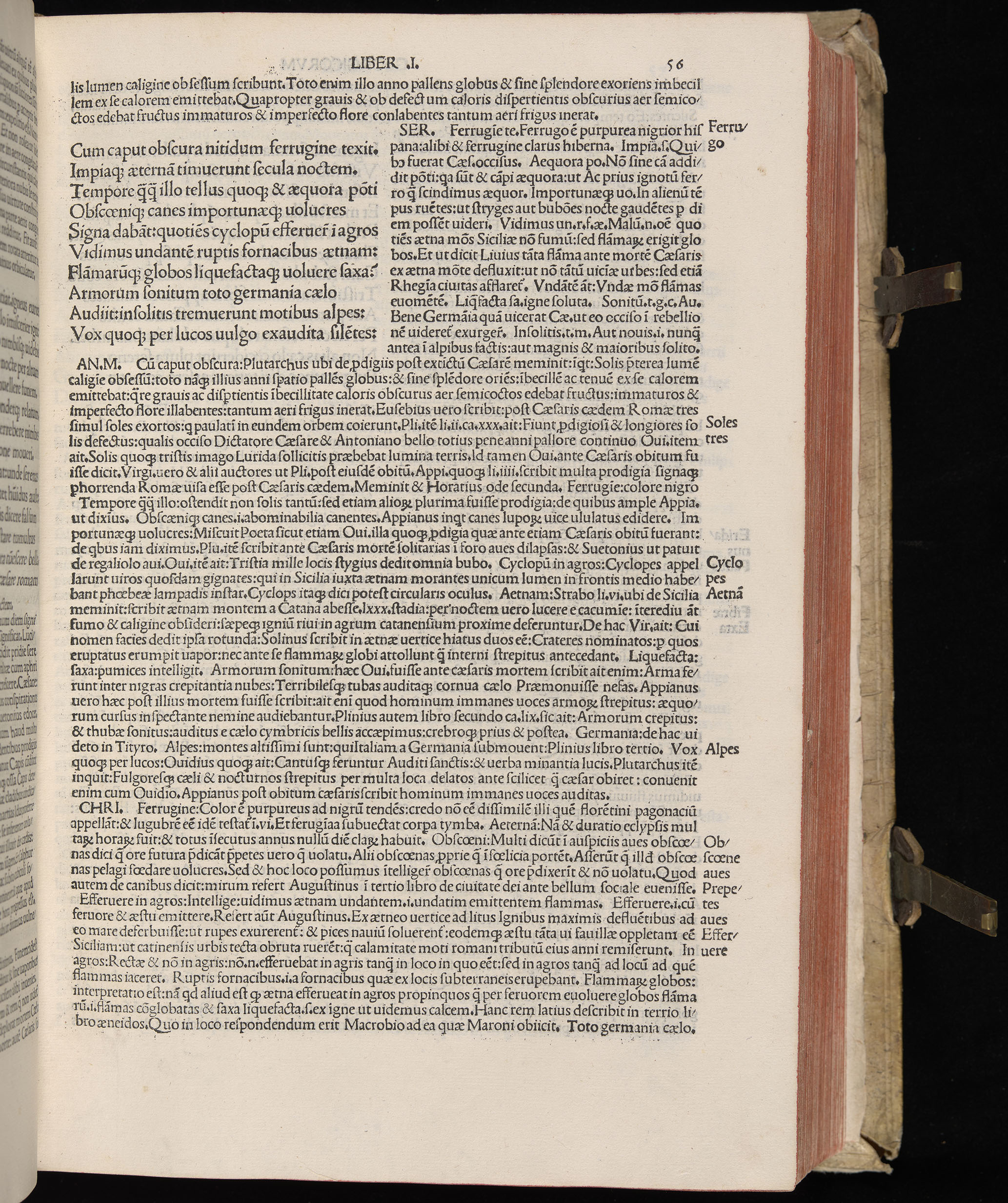 Vergilius cum c?mentariis quinque videlicet: Seruii, Landini, Ant. Mancinelli, Donati, Domitii. (M. Vegius' Book XIII addition to the Aen. Also Priapeia and Catalecta.) / Colophon: Impressu Venetiis per Bartolome? de Zanis de Portesio. . . . M.cccc.xciii. Stamped vellum with clasps. Very rare. Fol. - Image 131