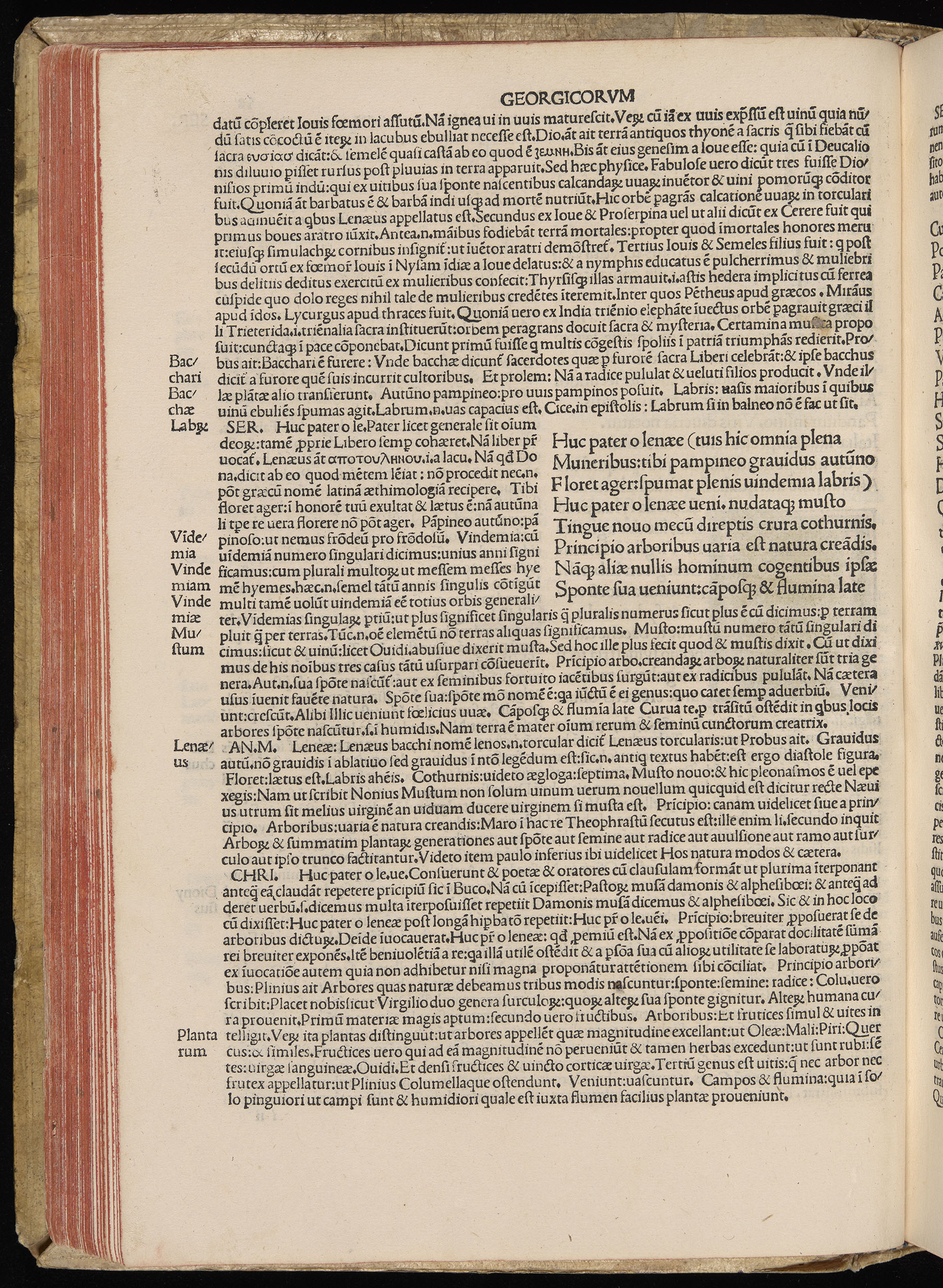 Vergilius cum c?mentariis quinque videlicet: Seruii, Landini, Ant. Mancinelli, Donati, Domitii. (M. Vegius' Book XIII addition to the Aen. Also Priapeia and Catalecta.) / Colophon: Impressu Venetiis per Bartolome? de Zanis de Portesio. . . . M.cccc.xciii. Stamped vellum with clasps. Very rare. Fol. - Image 136