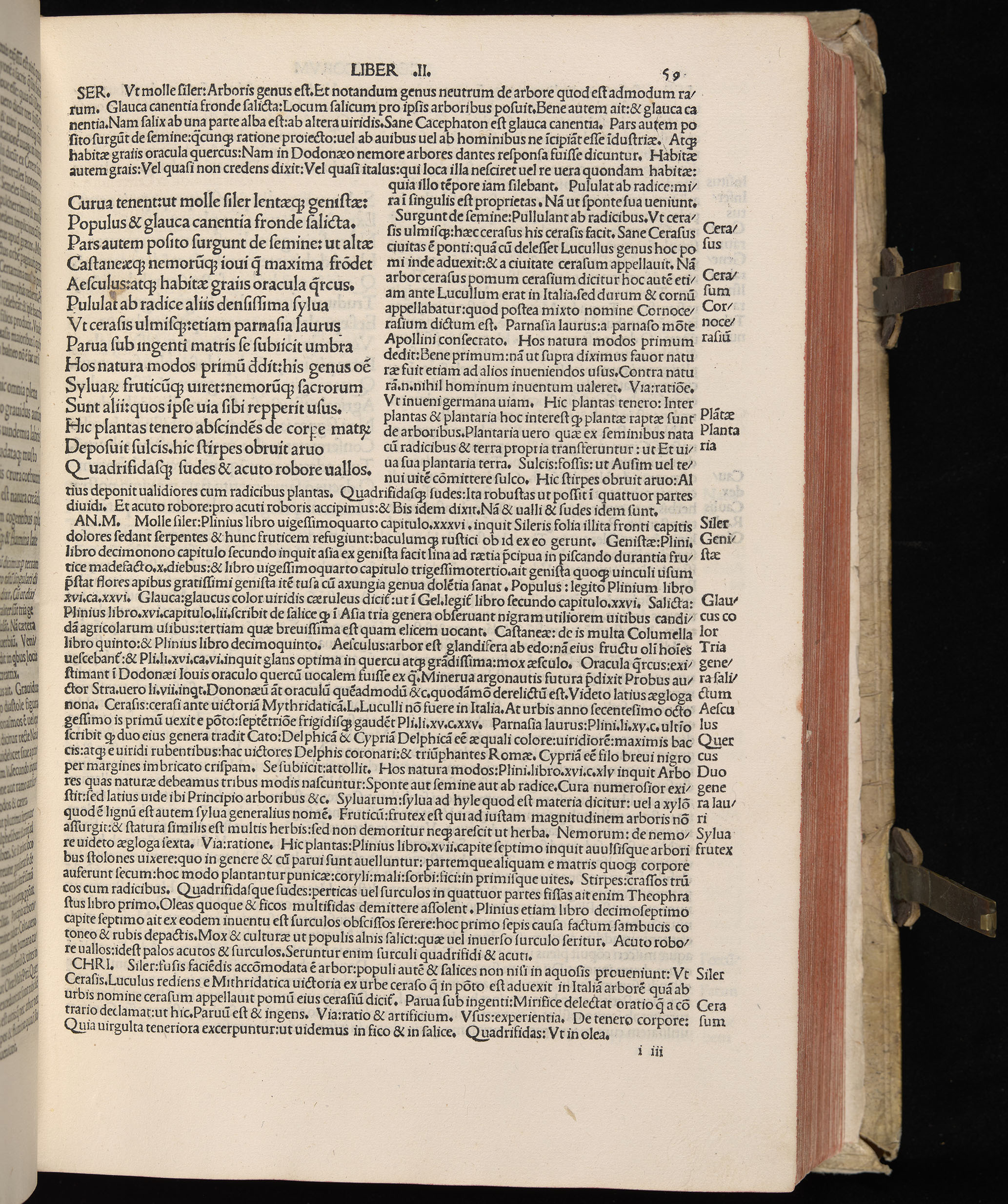 Vergilius cum c?mentariis quinque videlicet: Seruii, Landini, Ant. Mancinelli, Donati, Domitii. (M. Vegius' Book XIII addition to the Aen. Also Priapeia and Catalecta.) / Colophon: Impressu Venetiis per Bartolome? de Zanis de Portesio. . . . M.cccc.xciii. Stamped vellum with clasps. Very rare. Fol. - Image 137