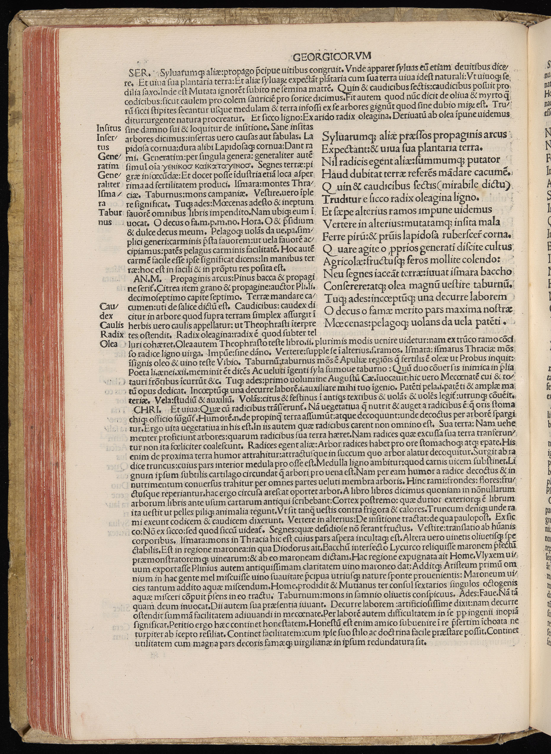 Vergilius cum c?mentariis quinque videlicet: Seruii, Landini, Ant. Mancinelli, Donati, Domitii. (M. Vegius' Book XIII addition to the Aen. Also Priapeia and Catalecta.) / Colophon: Impressu Venetiis per Bartolome? de Zanis de Portesio. . . . M.cccc.xciii. Stamped vellum with clasps. Very rare. Fol. - Image 138