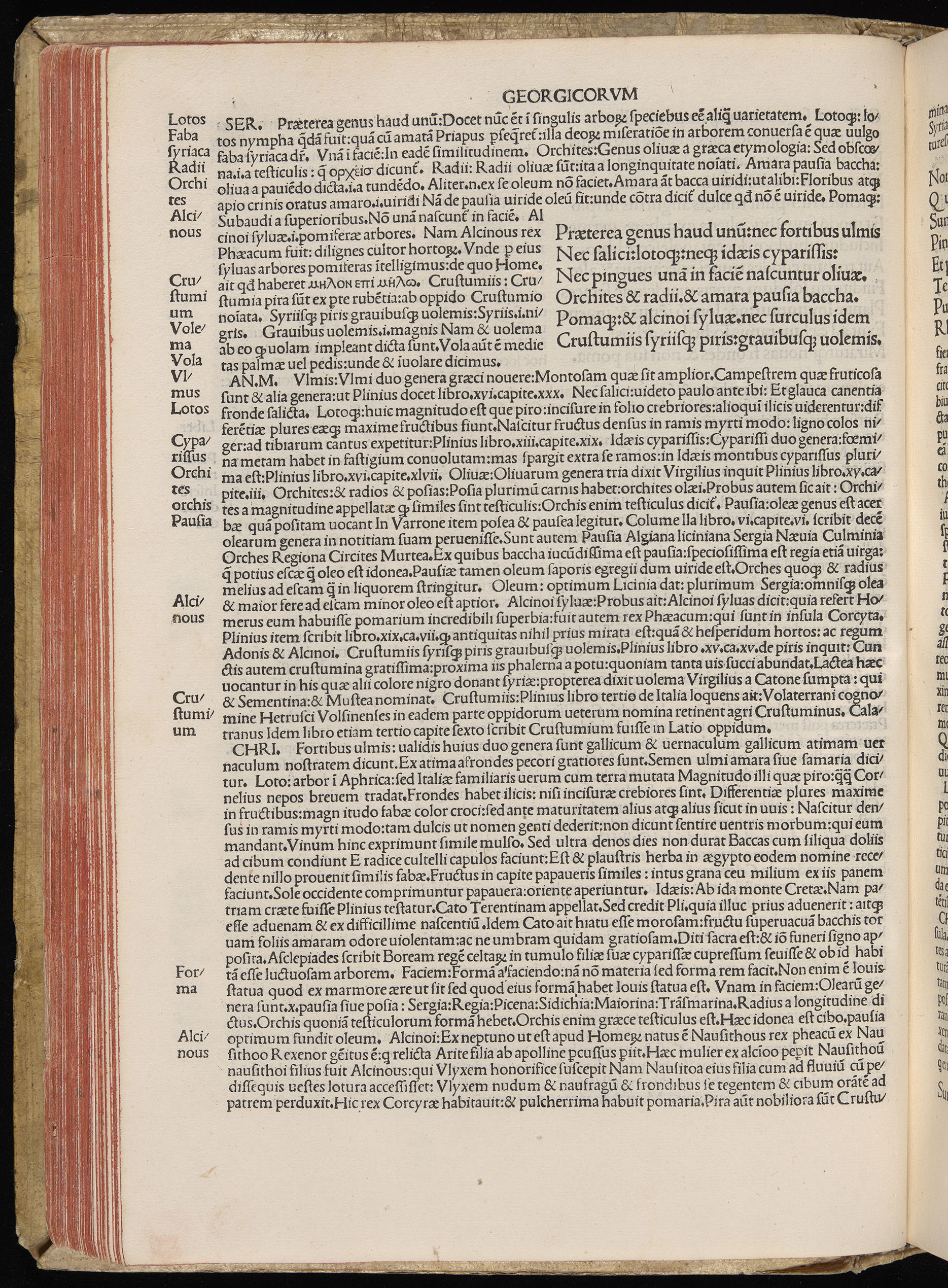 Vergilius cum c?mentariis quinque videlicet: Seruii, Landini, Ant. Mancinelli, Donati, Domitii. (M. Vegius' Book XIII addition to the Aen. Also Priapeia and Catalecta.) / Colophon: Impressu Venetiis per Bartolome? de Zanis de Portesio. . . . M.cccc.xciii. Stamped vellum with clasps. Very rare. Fol. - Image 142