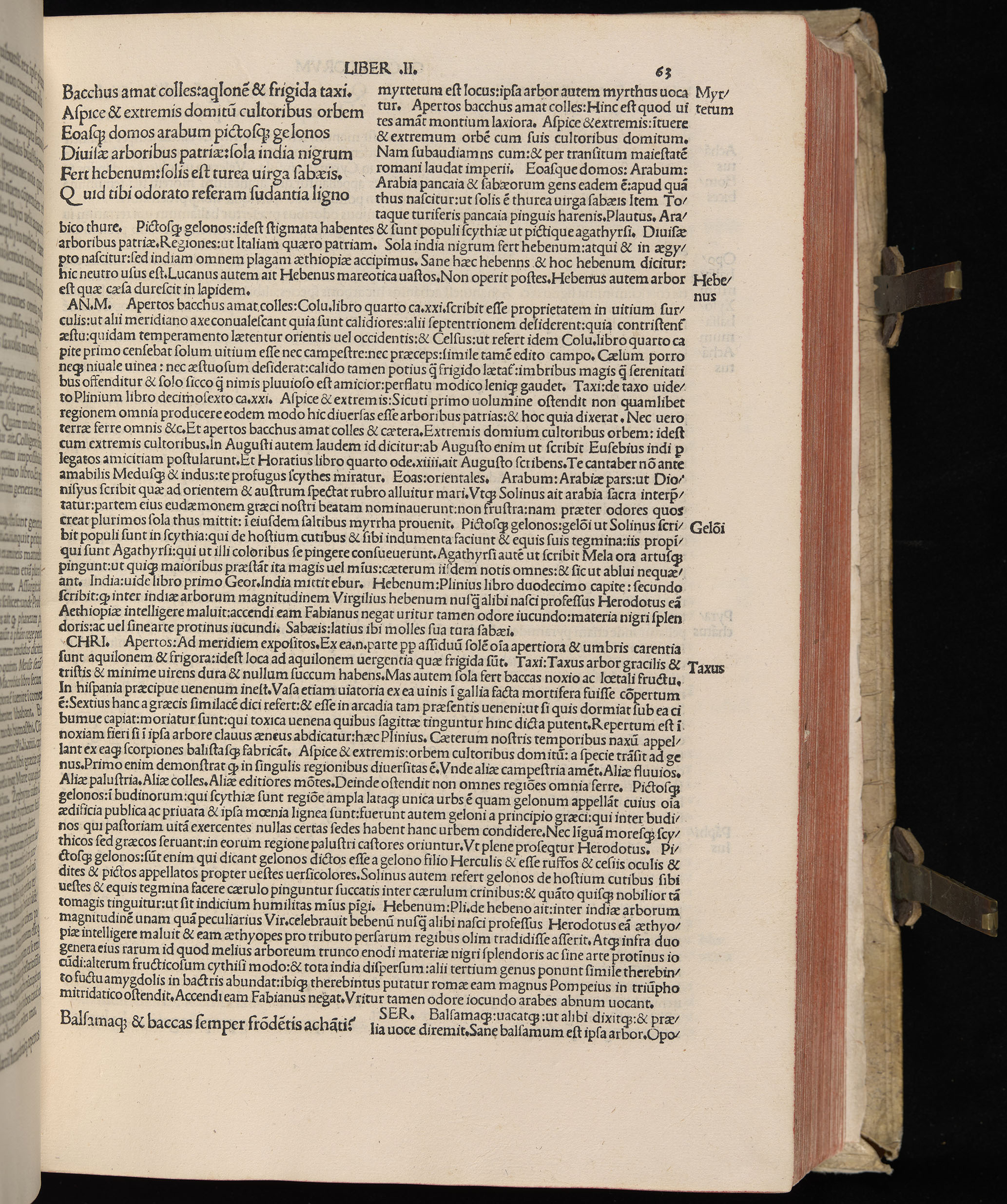 Vergilius cum c?mentariis quinque videlicet: Seruii, Landini, Ant. Mancinelli, Donati, Domitii. (M. Vegius' Book XIII addition to the Aen. Also Priapeia and Catalecta.) / Colophon: Impressu Venetiis per Bartolome? de Zanis de Portesio. . . . M.cccc.xciii. Stamped vellum with clasps. Very rare. Fol. - Image 145
