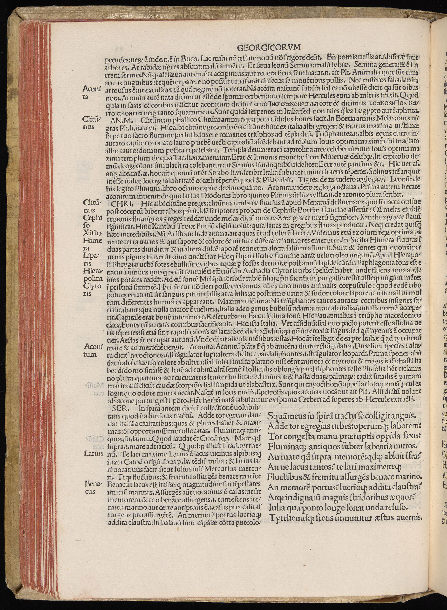 Vergilius cum c?mentariis quinque videlicet: Seruii, Landini, Ant. Mancinelli, Donati, Domitii. (M. Vegius' Book XIII addition to the Aen. Also Priapeia and Catalecta.) / Colophon: Impressu Venetiis per Bartolome? de Zanis de Portesio. . . . M.cccc.xciii. Stamped vellum with clasps. Very rare. Fol. - Image 150