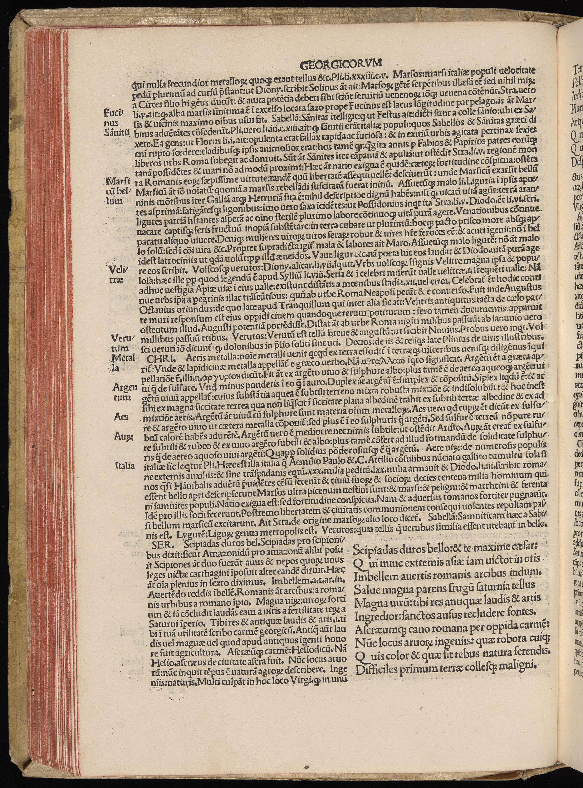 Vergilius cum c?mentariis quinque videlicet: Seruii, Landini, Ant. Mancinelli, Donati, Domitii. (M. Vegius' Book XIII addition to the Aen. Also Priapeia and Catalecta.) / Colophon: Impressu Venetiis per Bartolome? de Zanis de Portesio. . . . M.cccc.xciii. Stamped vellum with clasps. Very rare. Fol. - Image 152