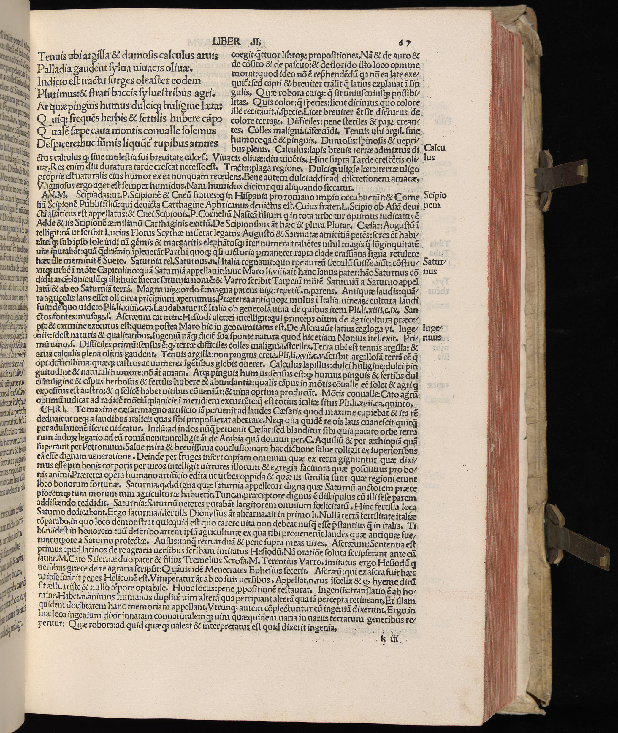 Vergilius cum c?mentariis quinque videlicet: Seruii, Landini, Ant. Mancinelli, Donati, Domitii. (M. Vegius' Book XIII addition to the Aen. Also Priapeia and Catalecta.) / Colophon: Impressu Venetiis per Bartolome? de Zanis de Portesio. . . . M.cccc.xciii. Stamped vellum with clasps. Very rare. Fol. - Image 153