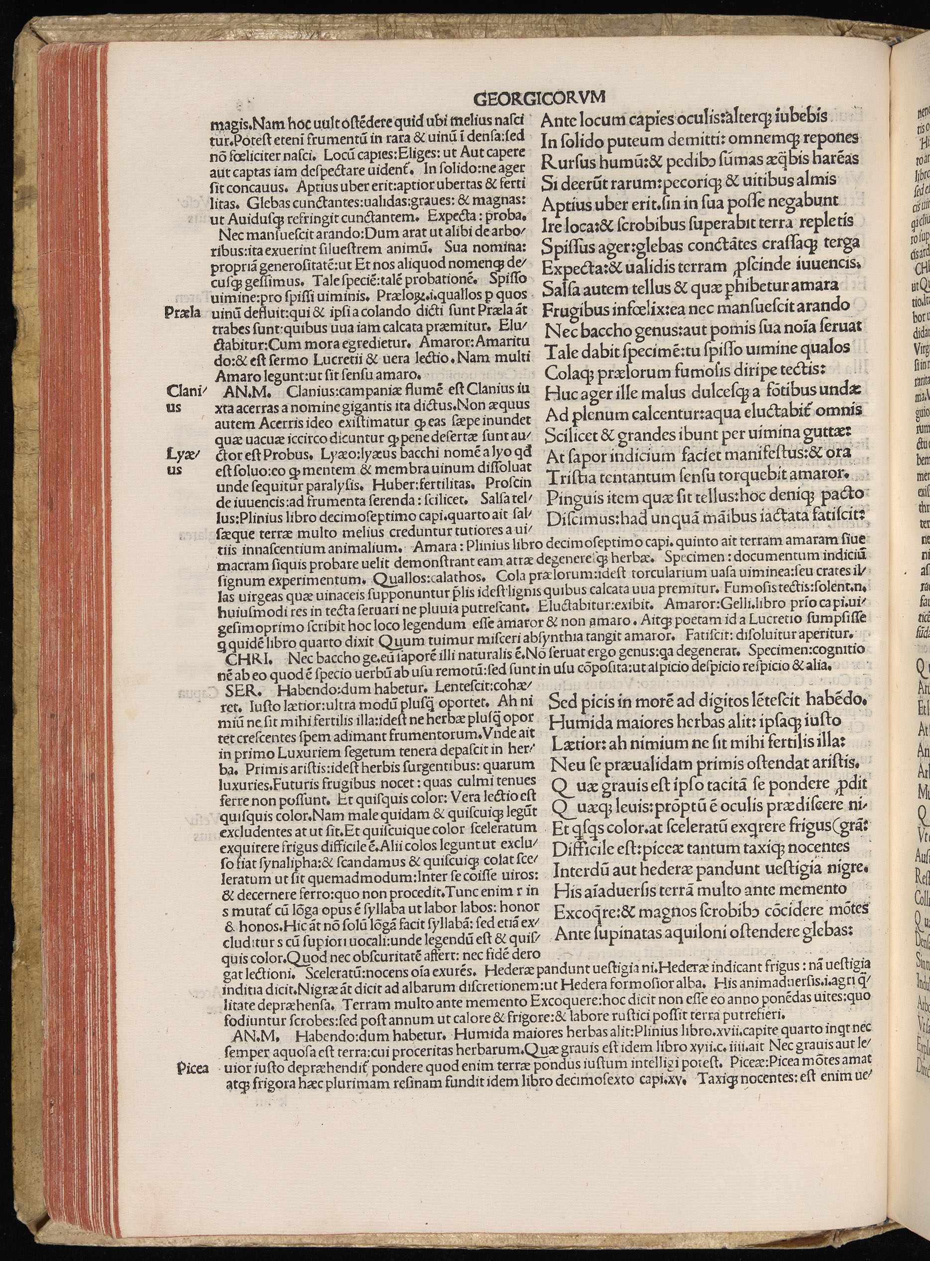 Vergilius cum c?mentariis quinque videlicet: Seruii, Landini, Ant. Mancinelli, Donati, Domitii. (M. Vegius' Book XIII addition to the Aen. Also Priapeia and Catalecta.) / Colophon: Impressu Venetiis per Bartolome? de Zanis de Portesio. . . . M.cccc.xciii. Stamped vellum with clasps. Very rare. Fol. - Image 156