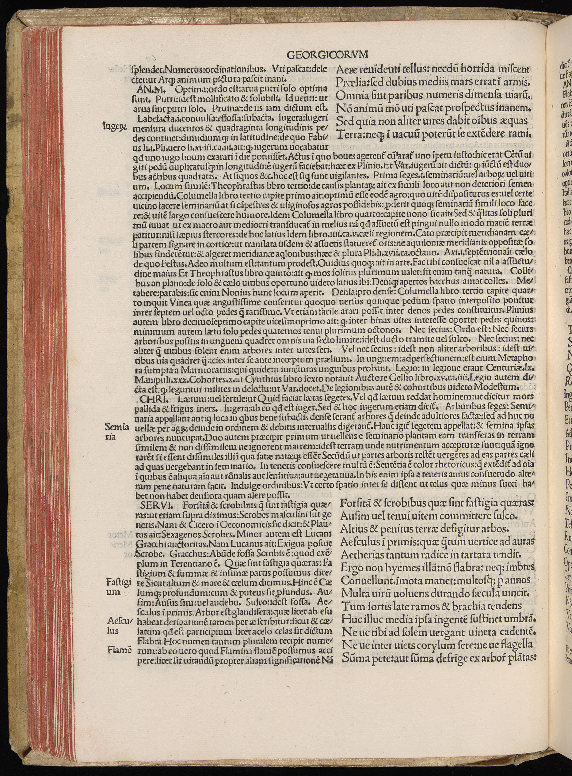 Vergilius cum c?mentariis quinque videlicet: Seruii, Landini, Ant. Mancinelli, Donati, Domitii. (M. Vegius' Book XIII addition to the Aen. Also Priapeia and Catalecta.) / Colophon: Impressu Venetiis per Bartolome? de Zanis de Portesio. . . . M.cccc.xciii. Stamped vellum with clasps. Very rare. Fol. - Image 158
