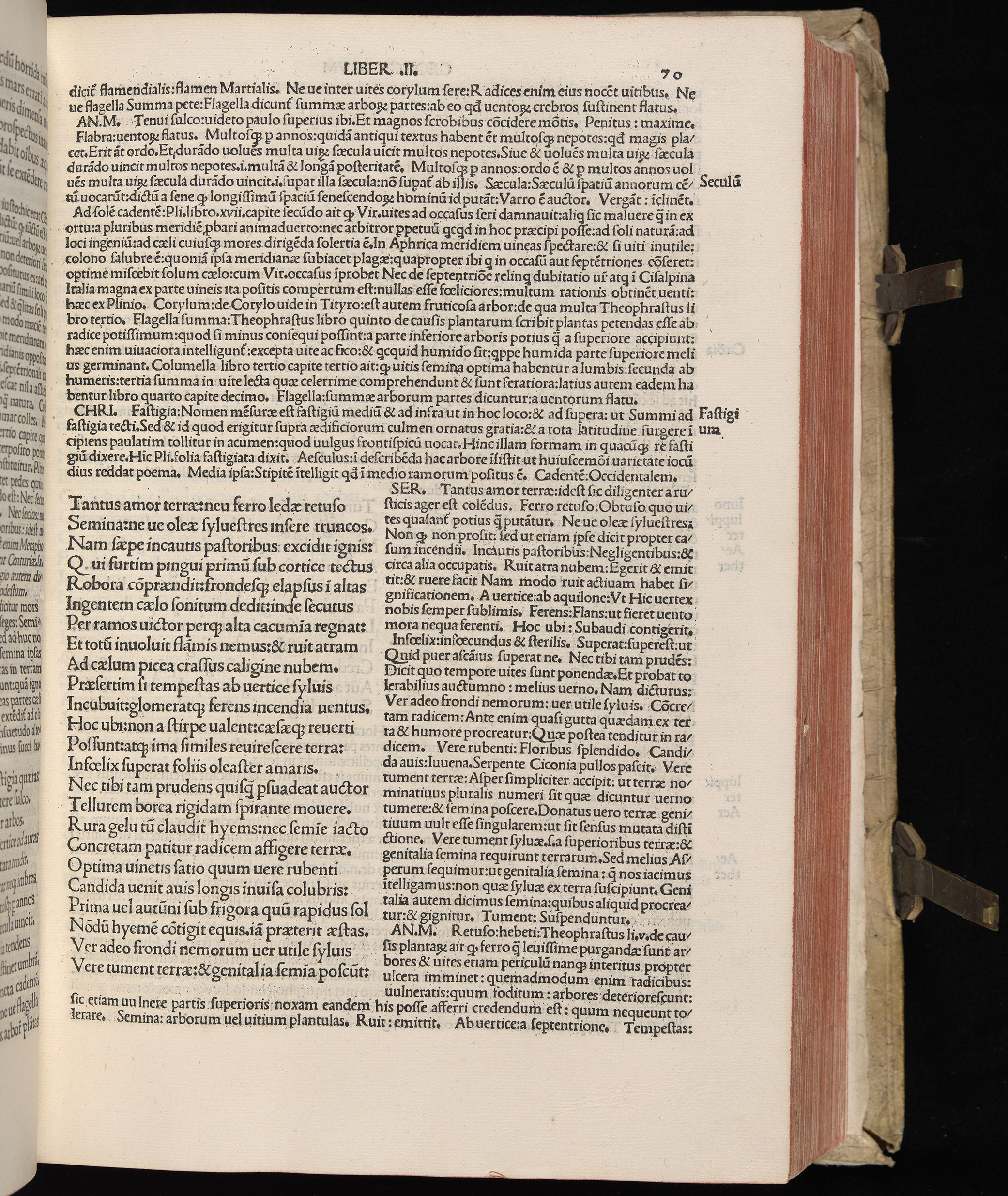 Vergilius cum c?mentariis quinque videlicet: Seruii, Landini, Ant. Mancinelli, Donati, Domitii. (M. Vegius' Book XIII addition to the Aen. Also Priapeia and Catalecta.) / Colophon: Impressu Venetiis per Bartolome? de Zanis de Portesio. . . . M.cccc.xciii. Stamped vellum with clasps. Very rare. Fol. - Image 159