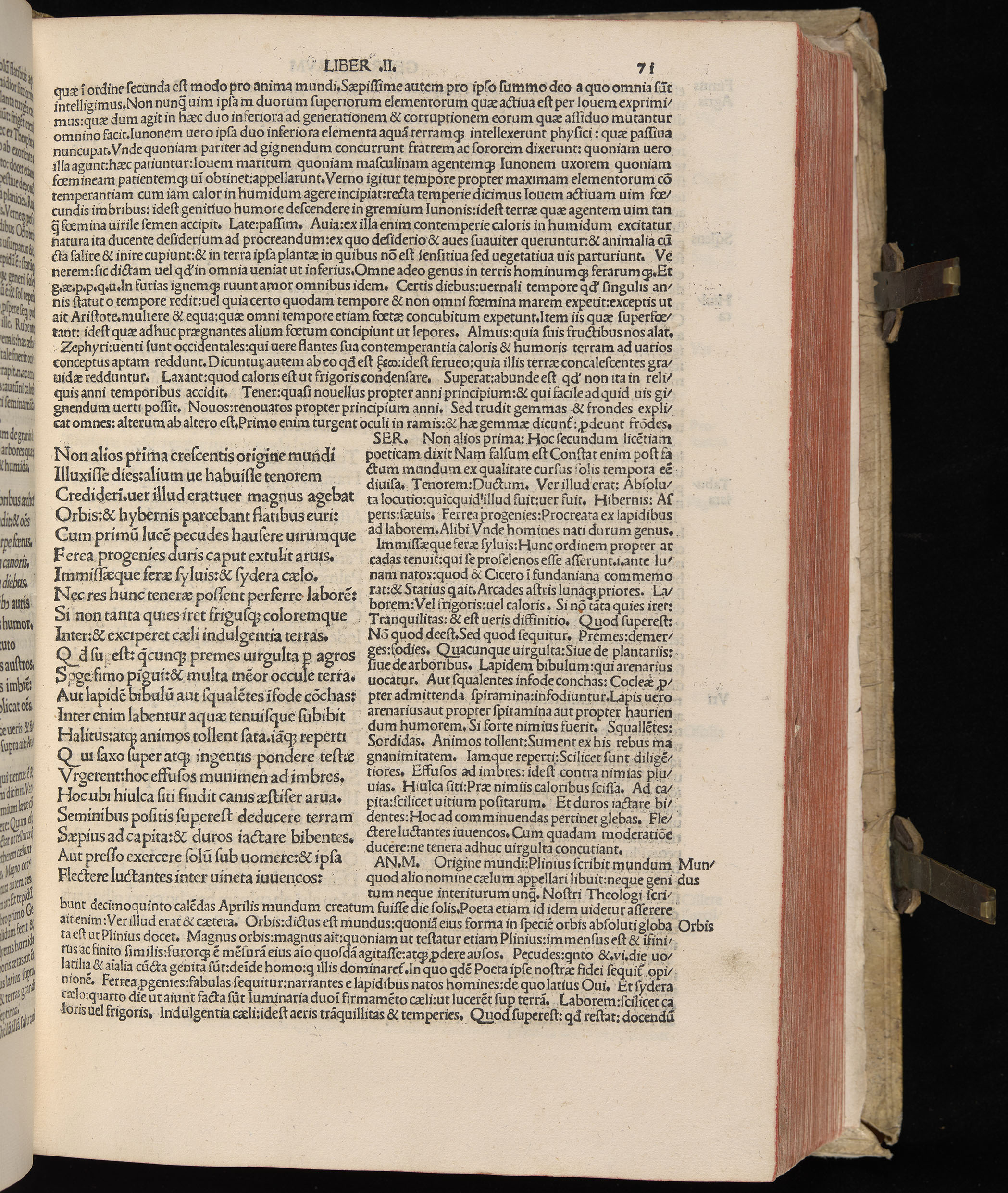 Vergilius cum c?mentariis quinque videlicet: Seruii, Landini, Ant. Mancinelli, Donati, Domitii. (M. Vegius' Book XIII addition to the Aen. Also Priapeia and Catalecta.) / Colophon: Impressu Venetiis per Bartolome? de Zanis de Portesio. . . . M.cccc.xciii. Stamped vellum with clasps. Very rare. Fol. - Image 161