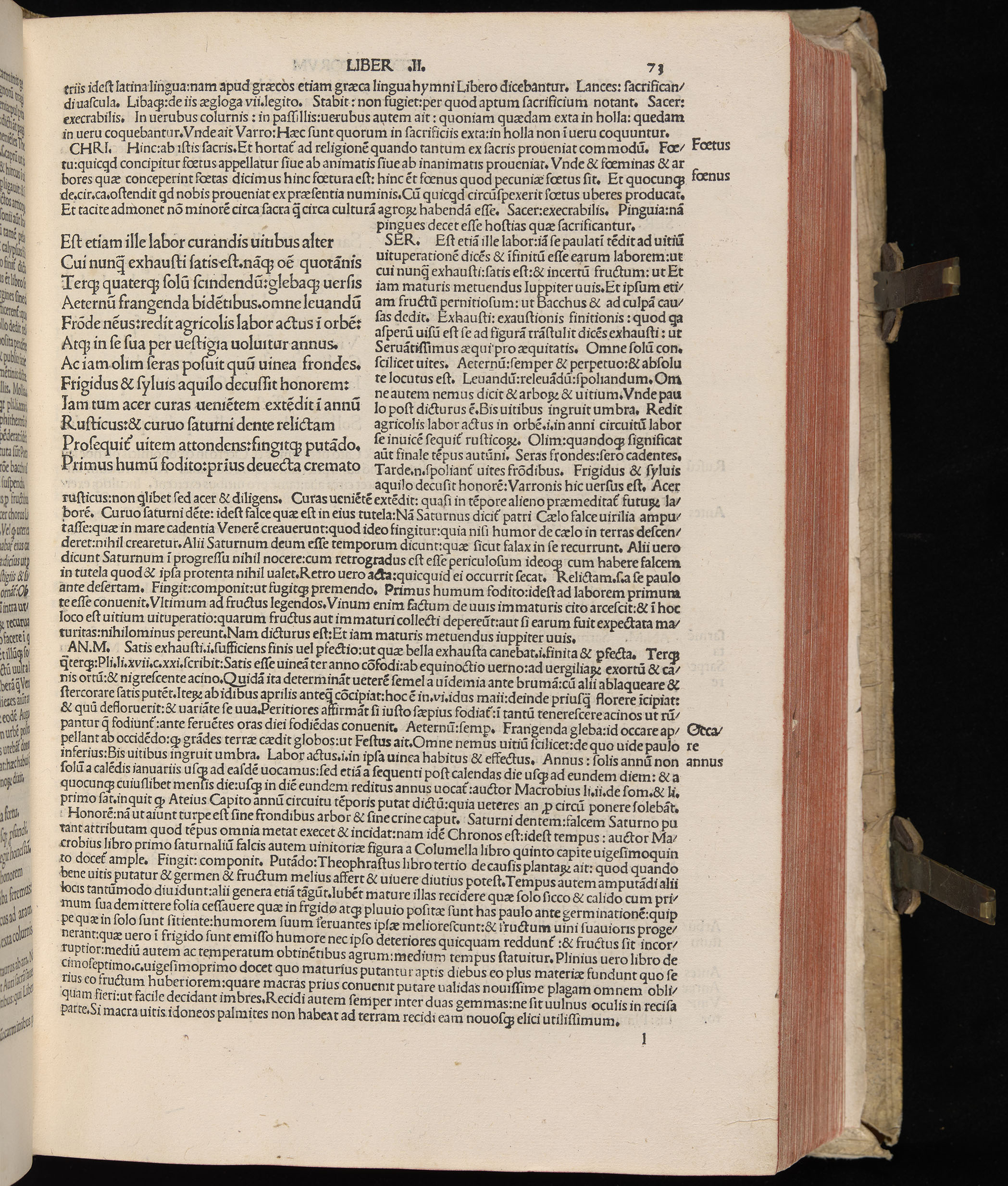 Vergilius cum c?mentariis quinque videlicet: Seruii, Landini, Ant. Mancinelli, Donati, Domitii. (M. Vegius' Book XIII addition to the Aen. Also Priapeia and Catalecta.) / Colophon: Impressu Venetiis per Bartolome? de Zanis de Portesio. . . . M.cccc.xciii. Stamped vellum with clasps. Very rare. Fol. - Image 165