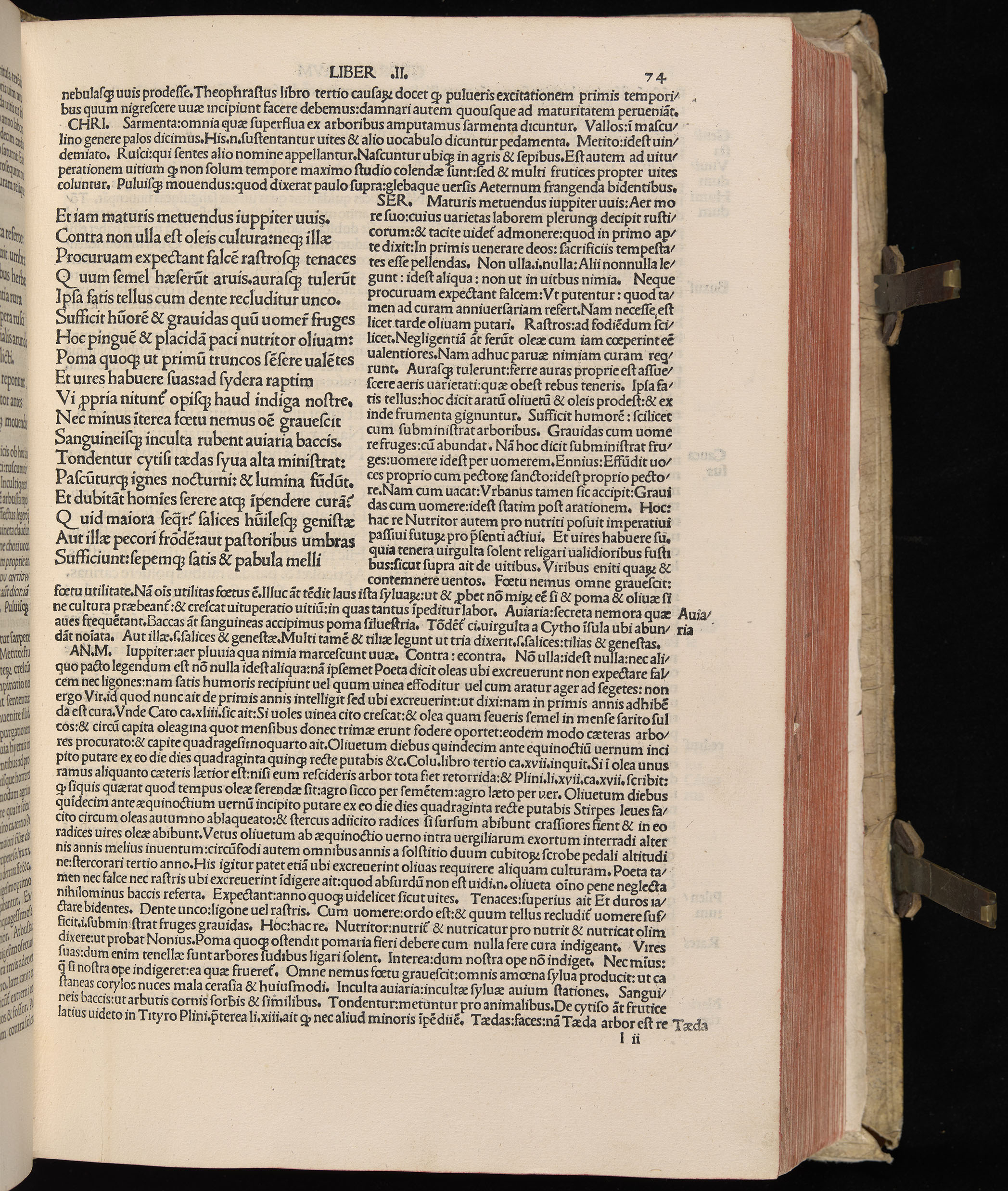 Vergilius cum c?mentariis quinque videlicet: Seruii, Landini, Ant. Mancinelli, Donati, Domitii. (M. Vegius' Book XIII addition to the Aen. Also Priapeia and Catalecta.) / Colophon: Impressu Venetiis per Bartolome? de Zanis de Portesio. . . . M.cccc.xciii. Stamped vellum with clasps. Very rare. Fol. - Image 167