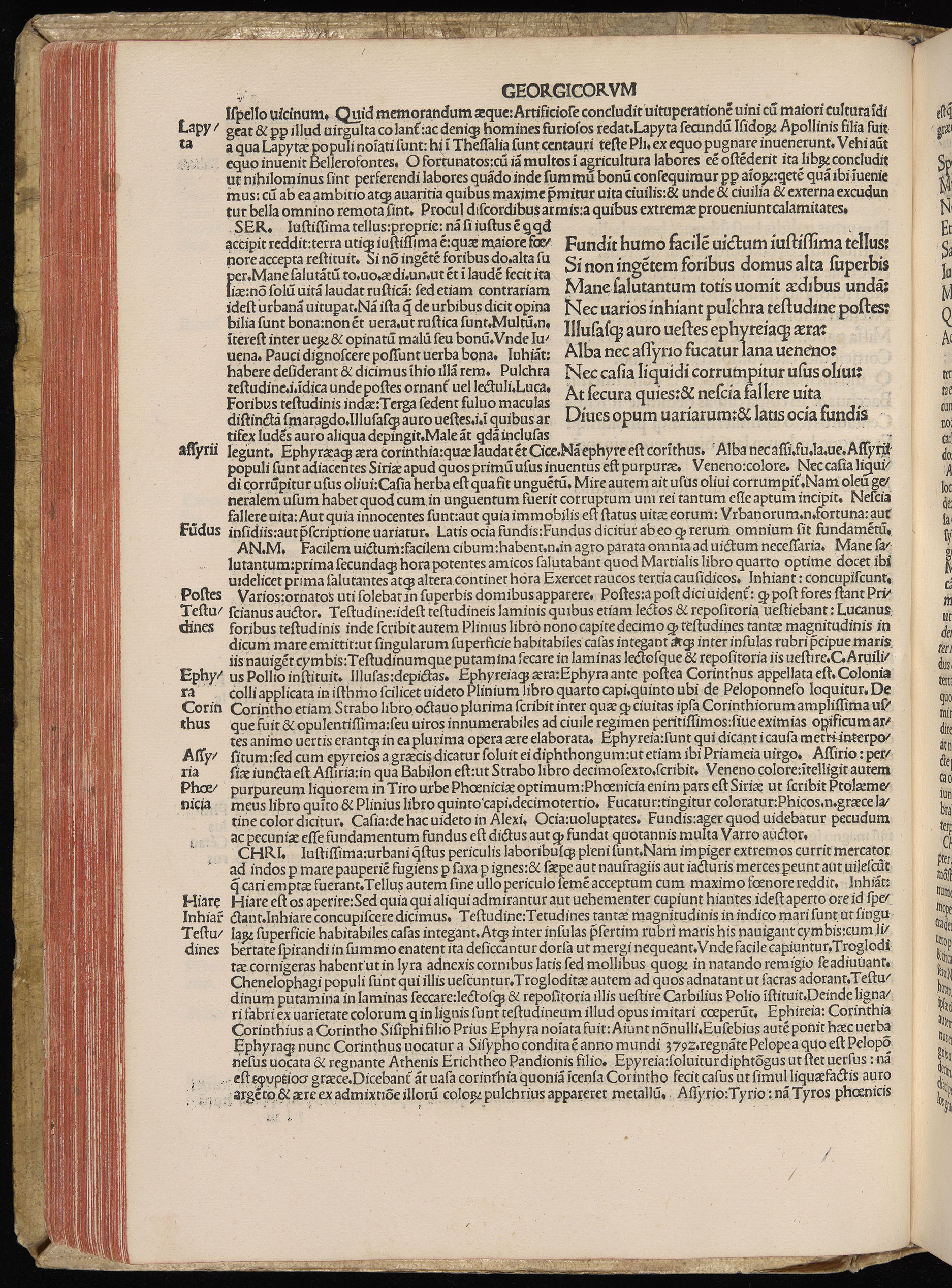 Vergilius cum c?mentariis quinque videlicet: Seruii, Landini, Ant. Mancinelli, Donati, Domitii. (M. Vegius' Book XIII addition to the Aen. Also Priapeia and Catalecta.) / Colophon: Impressu Venetiis per Bartolome? de Zanis de Portesio. . . . M.cccc.xciii. Stamped vellum with clasps. Very rare. Fol. - Image 170