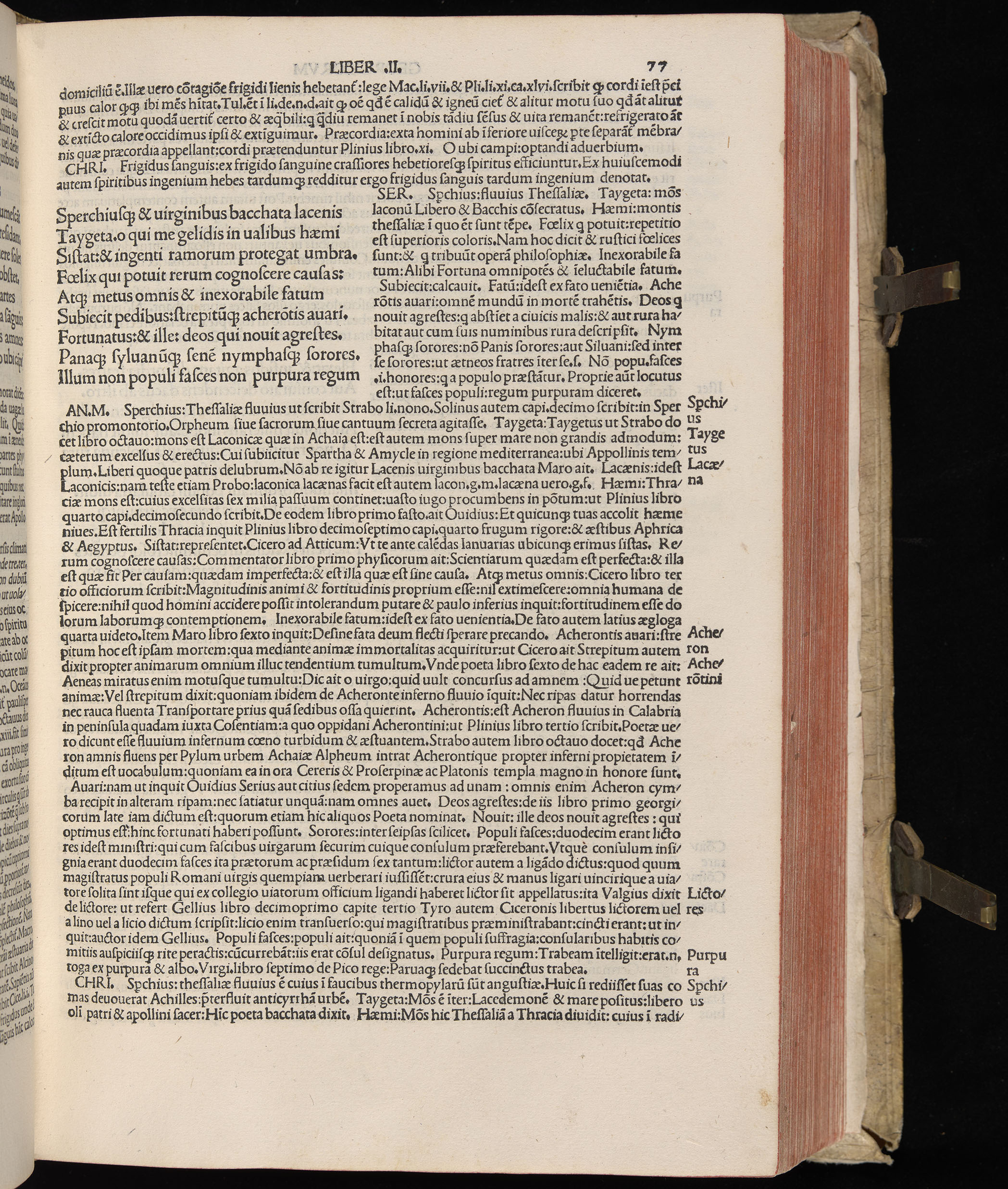 Vergilius cum c?mentariis quinque videlicet: Seruii, Landini, Ant. Mancinelli, Donati, Domitii. (M. Vegius' Book XIII addition to the Aen. Also Priapeia and Catalecta.) / Colophon: Impressu Venetiis per Bartolome? de Zanis de Portesio. . . . M.cccc.xciii. Stamped vellum with clasps. Very rare. Fol. - Image 173