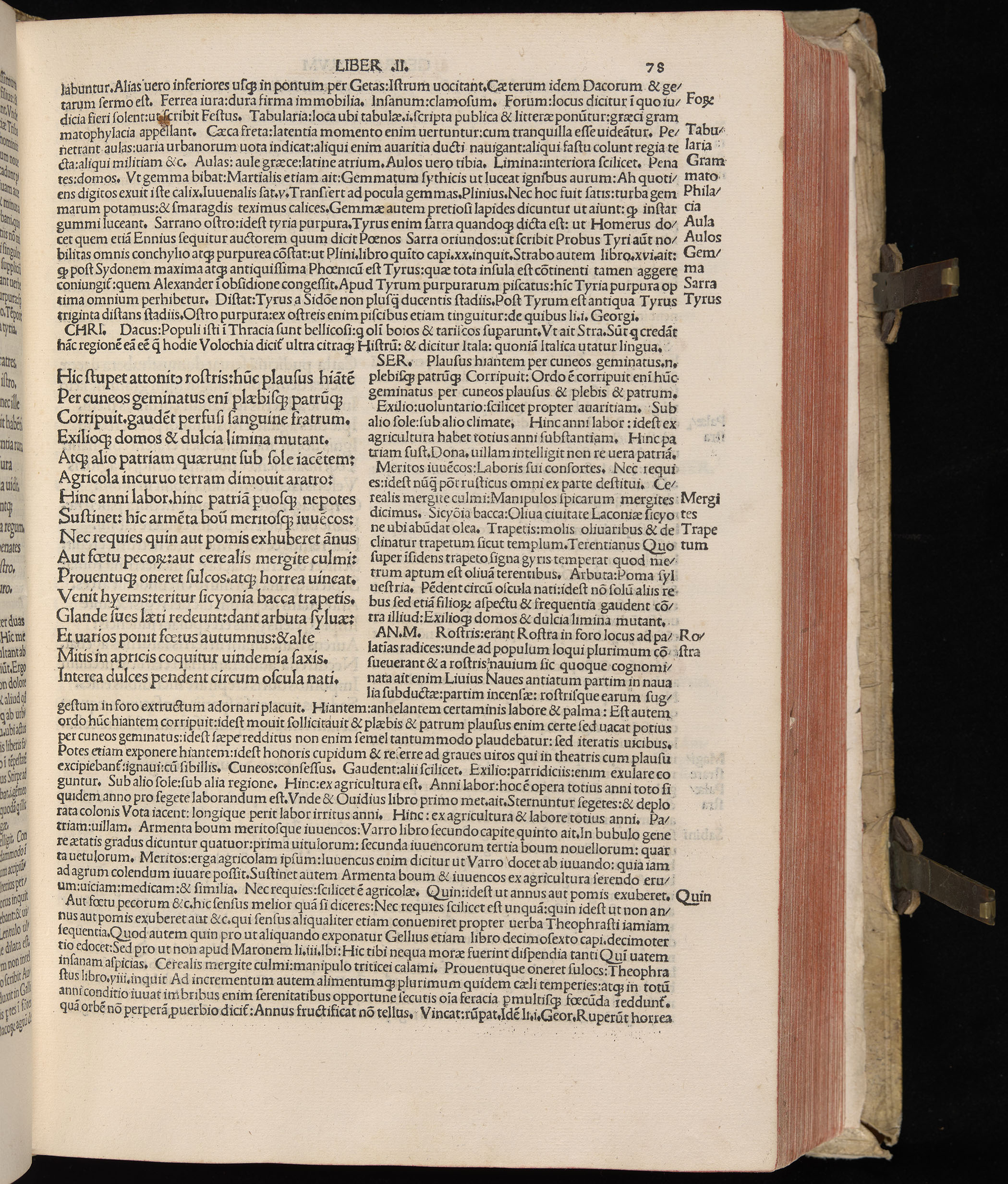 Vergilius cum c?mentariis quinque videlicet: Seruii, Landini, Ant. Mancinelli, Donati, Domitii. (M. Vegius' Book XIII addition to the Aen. Also Priapeia and Catalecta.) / Colophon: Impressu Venetiis per Bartolome? de Zanis de Portesio. . . . M.cccc.xciii. Stamped vellum with clasps. Very rare. Fol. - Image 175