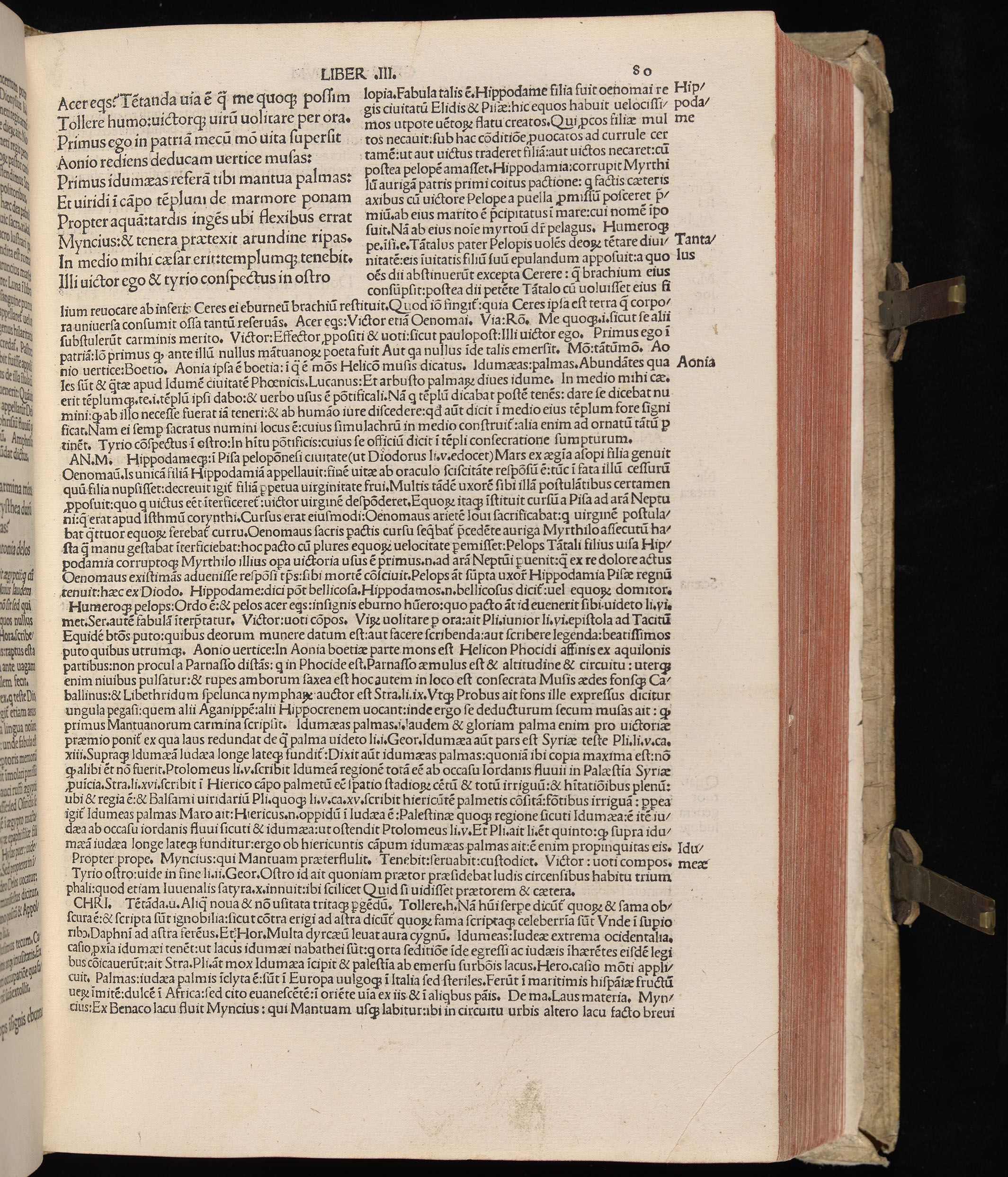 Vergilius cum c?mentariis quinque videlicet: Seruii, Landini, Ant. Mancinelli, Donati, Domitii. (M. Vegius' Book XIII addition to the Aen. Also Priapeia and Catalecta.) / Colophon: Impressu Venetiis per Bartolome? de Zanis de Portesio. . . . M.cccc.xciii. Stamped vellum with clasps. Very rare. Fol. - Image 179