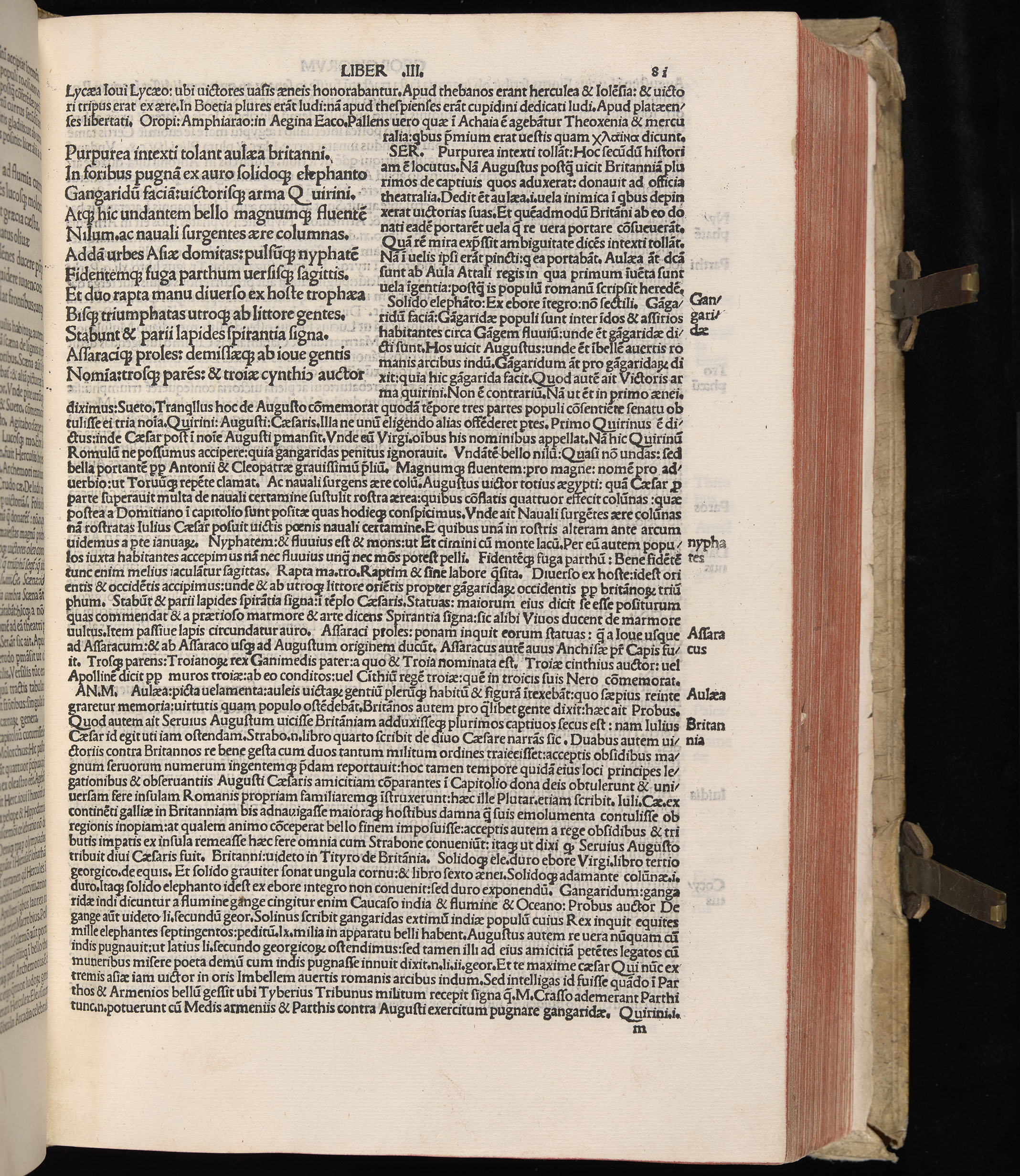 Vergilius cum c?mentariis quinque videlicet: Seruii, Landini, Ant. Mancinelli, Donati, Domitii. (M. Vegius' Book XIII addition to the Aen. Also Priapeia and Catalecta.) / Colophon: Impressu Venetiis per Bartolome? de Zanis de Portesio. . . . M.cccc.xciii. Stamped vellum with clasps. Very rare. Fol. - Image 181