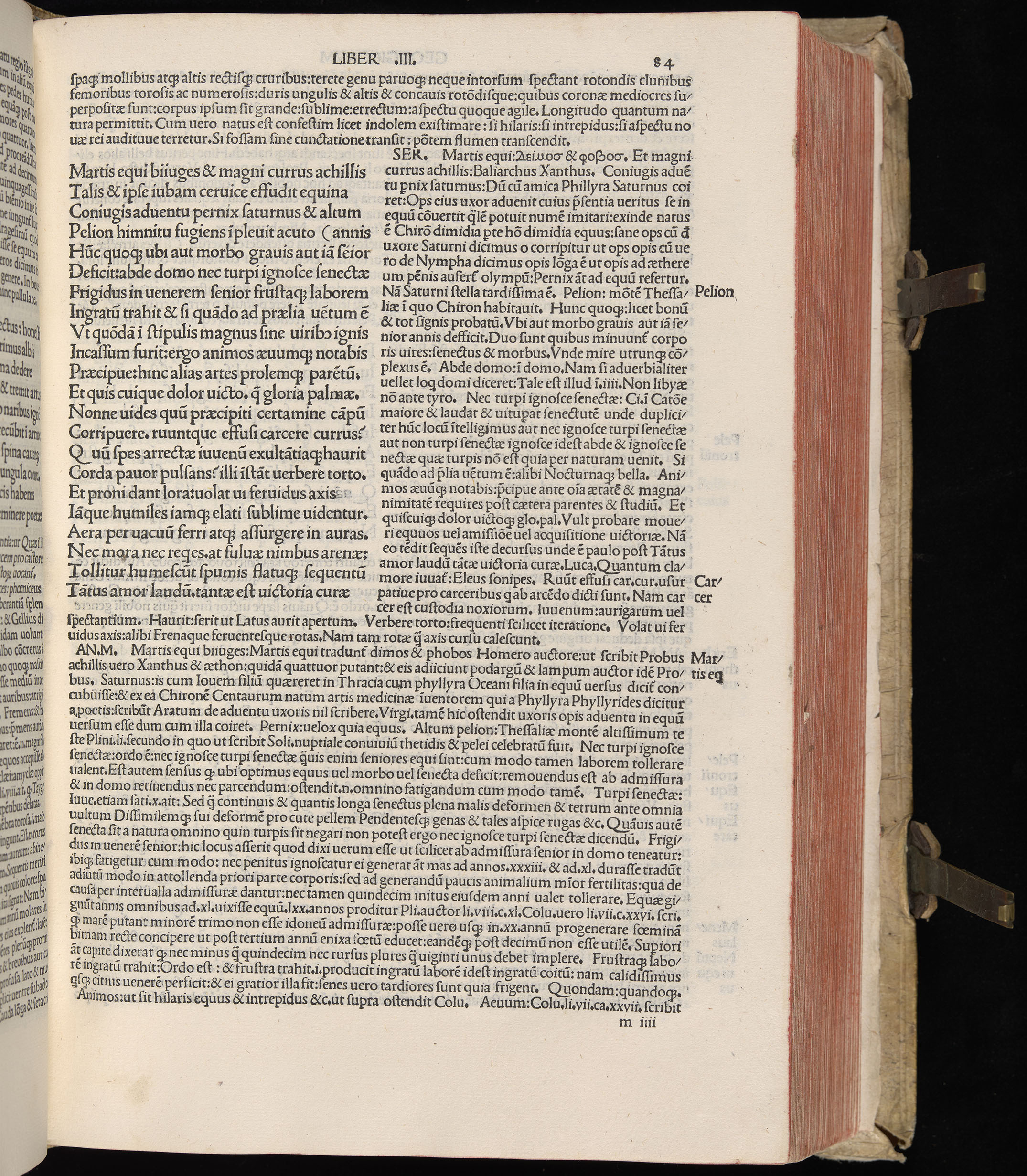 Vergilius cum c?mentariis quinque videlicet: Seruii, Landini, Ant. Mancinelli, Donati, Domitii. (M. Vegius' Book XIII addition to the Aen. Also Priapeia and Catalecta.) / Colophon: Impressu Venetiis per Bartolome? de Zanis de Portesio. . . . M.cccc.xciii. Stamped vellum with clasps. Very rare. Fol. - Image 187