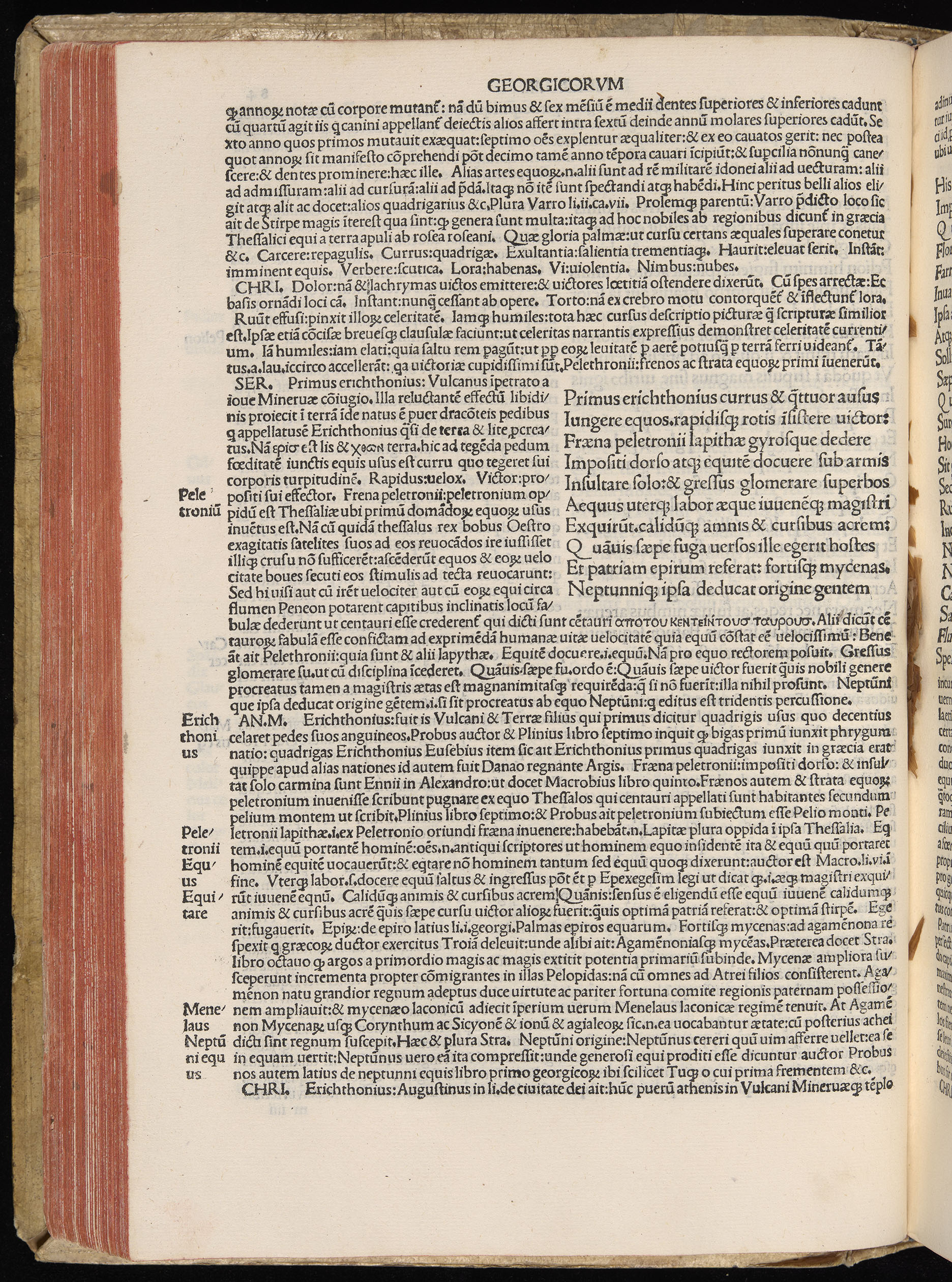Vergilius cum c?mentariis quinque videlicet: Seruii, Landini, Ant. Mancinelli, Donati, Domitii. (M. Vegius' Book XIII addition to the Aen. Also Priapeia and Catalecta.) / Colophon: Impressu Venetiis per Bartolome? de Zanis de Portesio. . . . M.cccc.xciii. Stamped vellum with clasps. Very rare. Fol. - Image 188