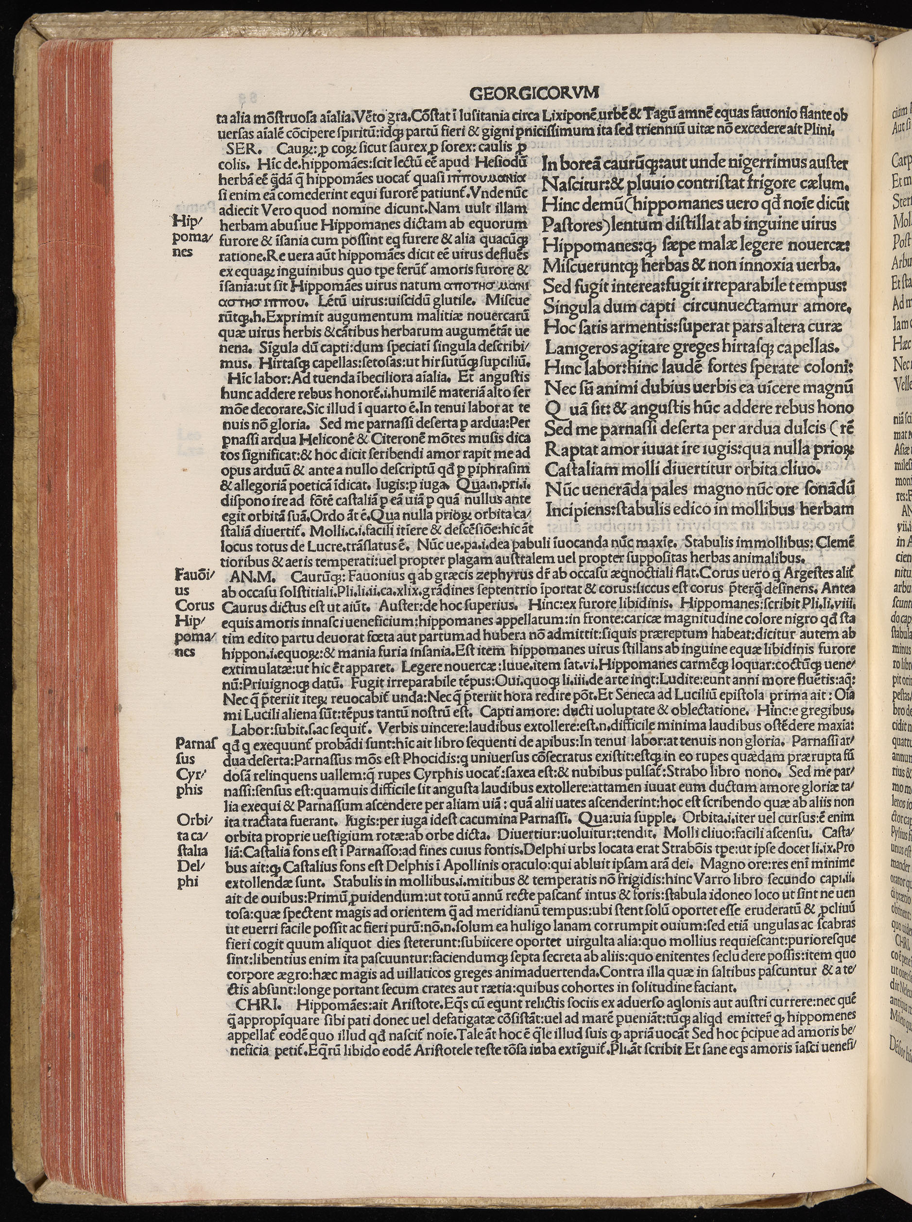 Vergilius cum c?mentariis quinque videlicet: Seruii, Landini, Ant. Mancinelli, Donati, Domitii. (M. Vegius' Book XIII addition to the Aen. Also Priapeia and Catalecta.) / Colophon: Impressu Venetiis per Bartolome? de Zanis de Portesio. . . . M.cccc.xciii. Stamped vellum with clasps. Very rare. Fol. - Image 196